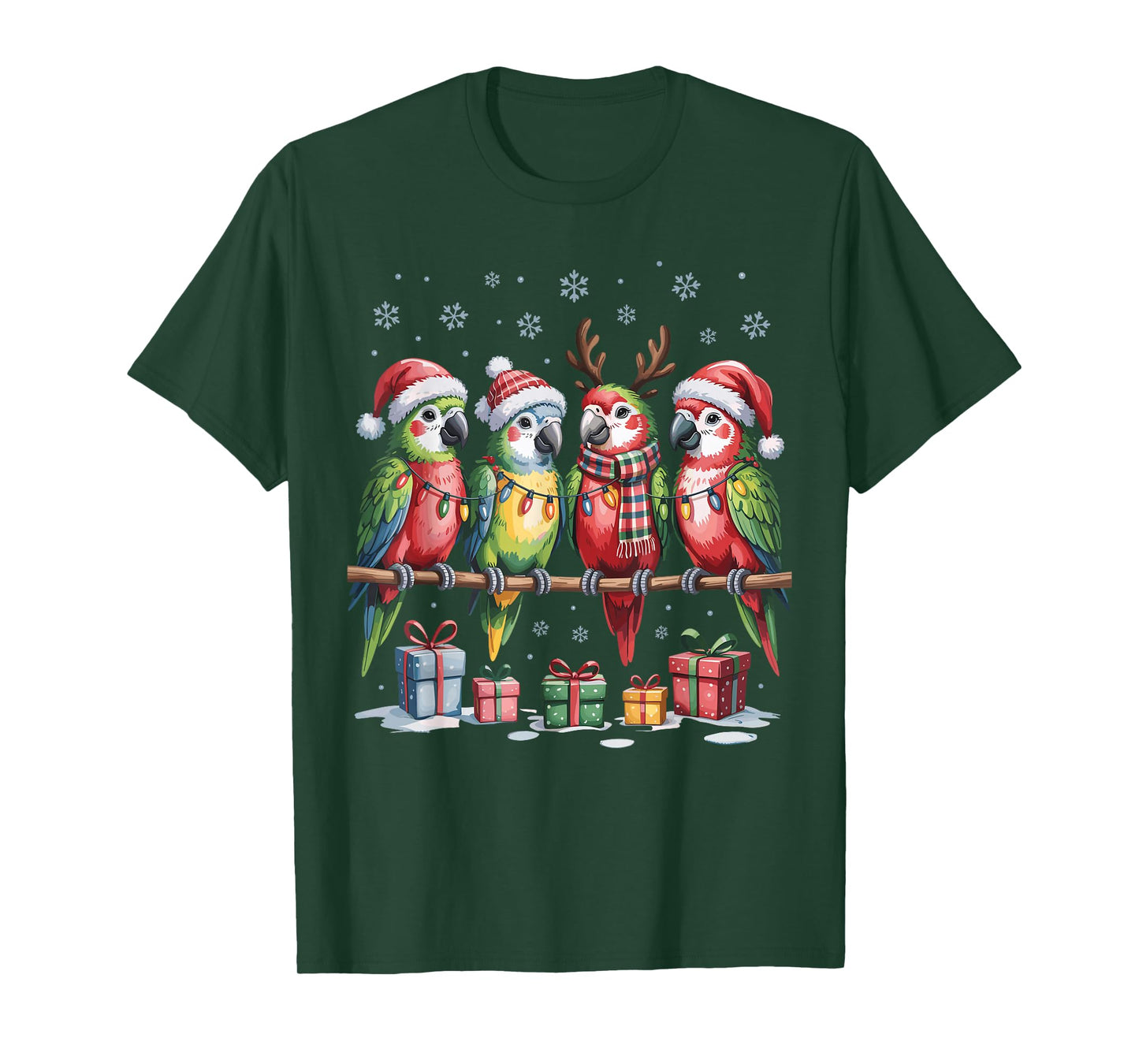 Parrot Christmas Cute Bird Lovers Funny Holiday Pajamas T-Shirt