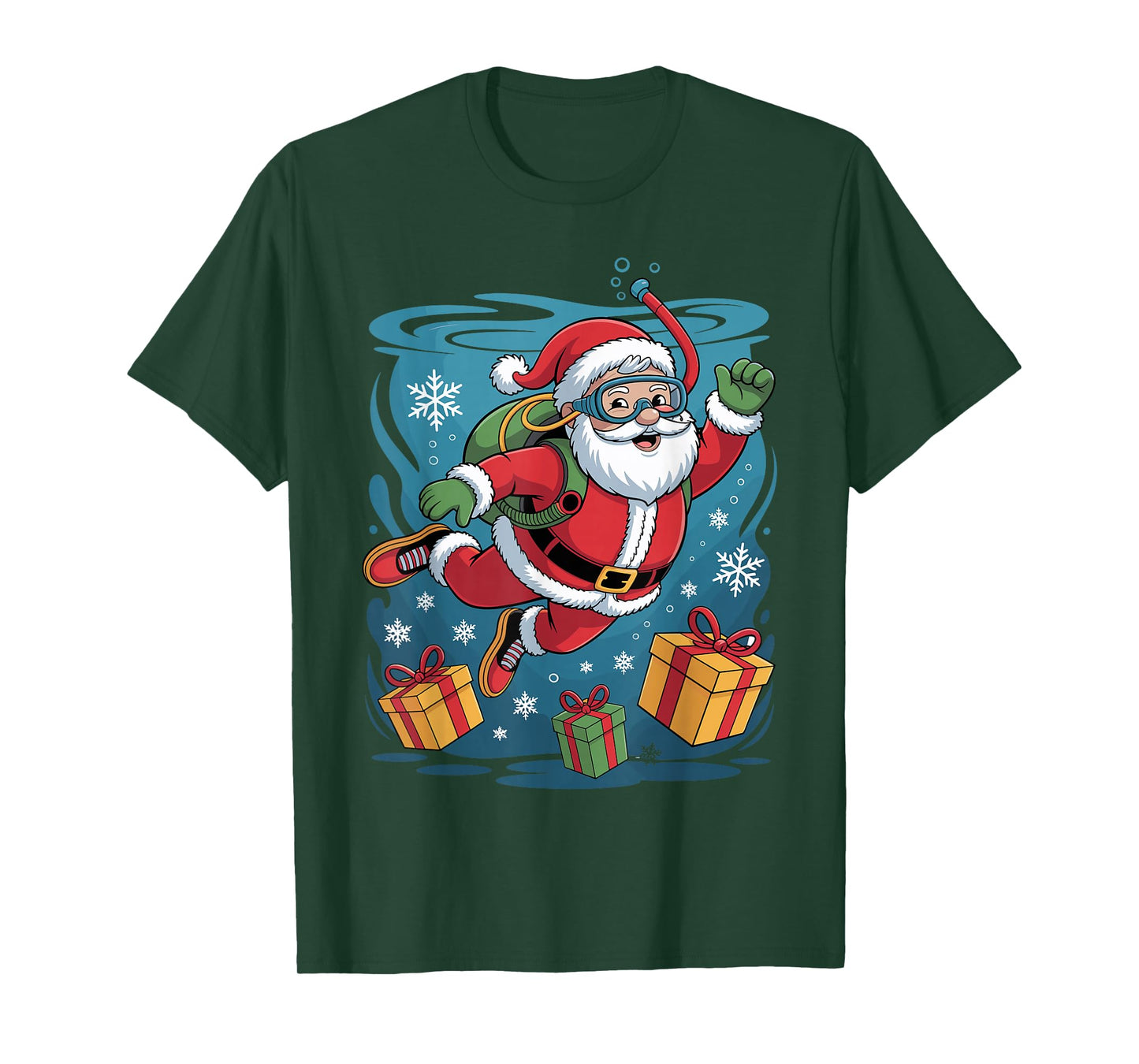 Funny Santa Scuba Diving Lover Holiday Christmas Xmas Pajama T-Shirt