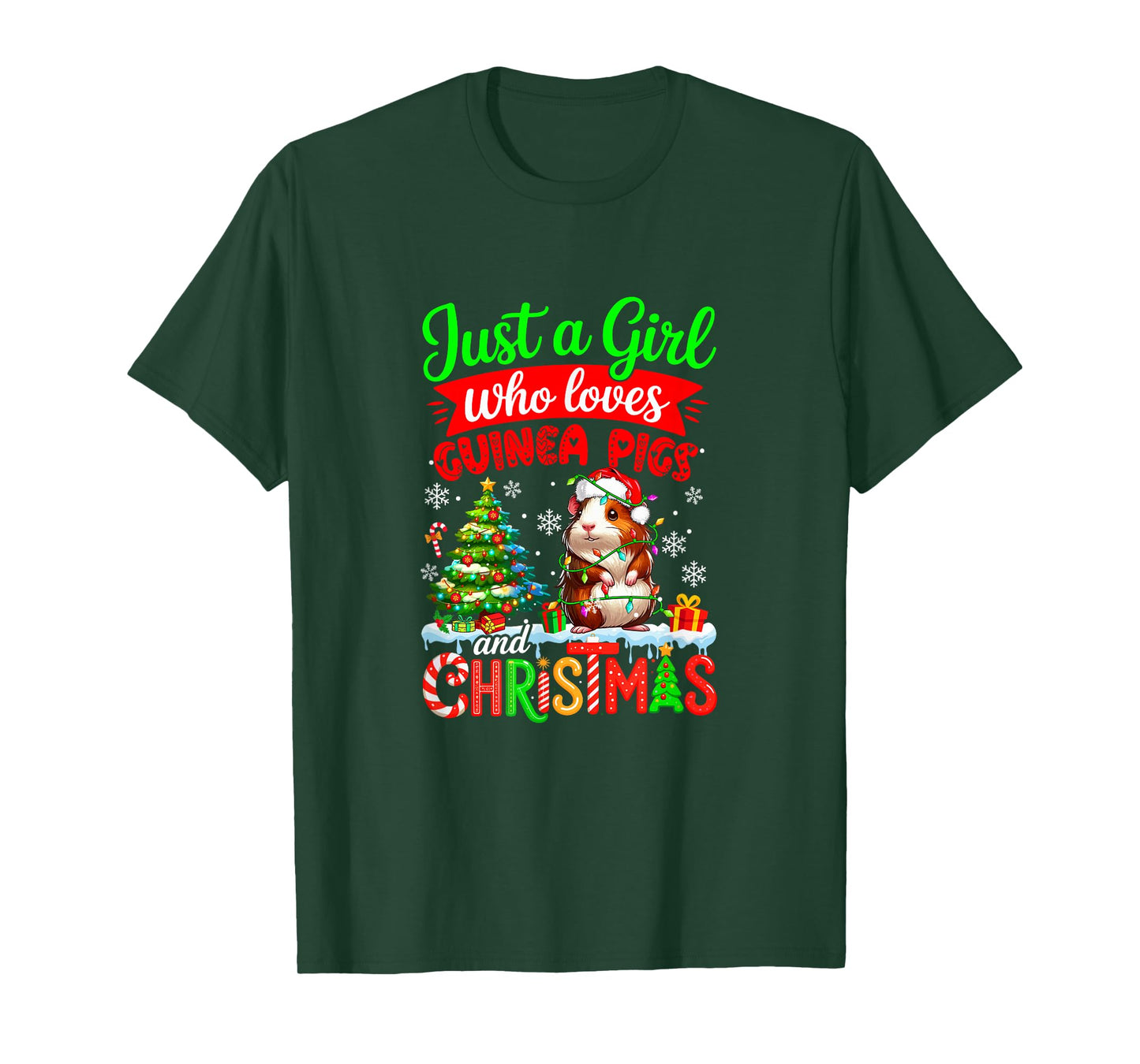 A Girl Loves Guinea Pigs and Christmas Santa Rodent Lover T-Shirt