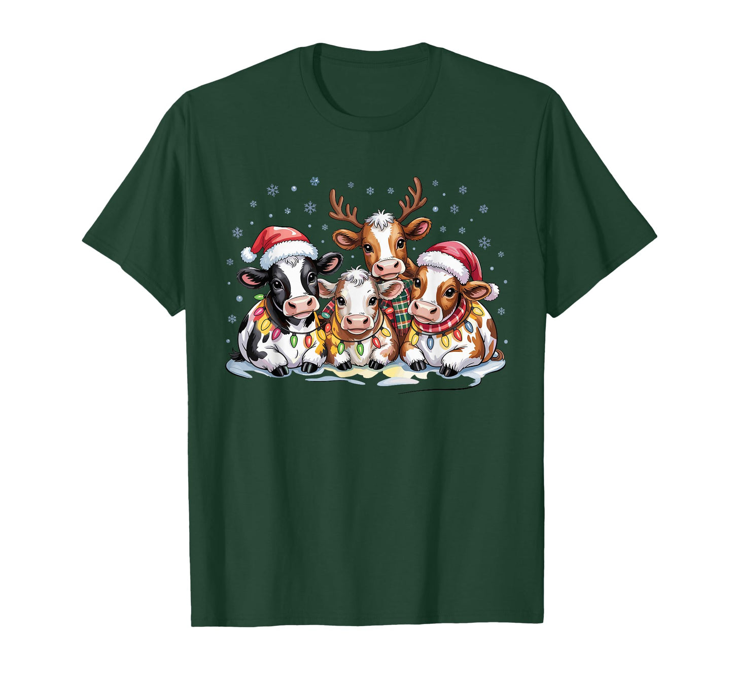 Cute Cow Christmas Funny Farm Animal Lovers Holiday Pajamas T-Shirt