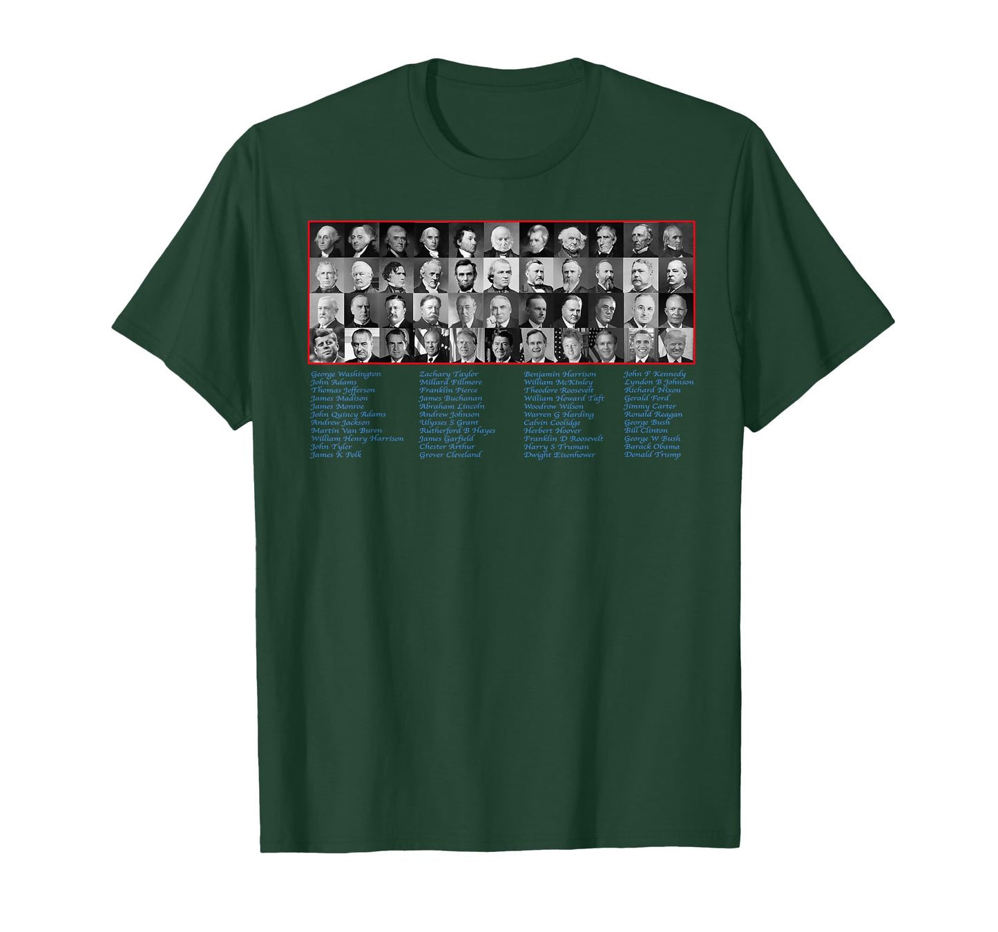 United States Of America Presidents from Washington to Trump T-Shirt