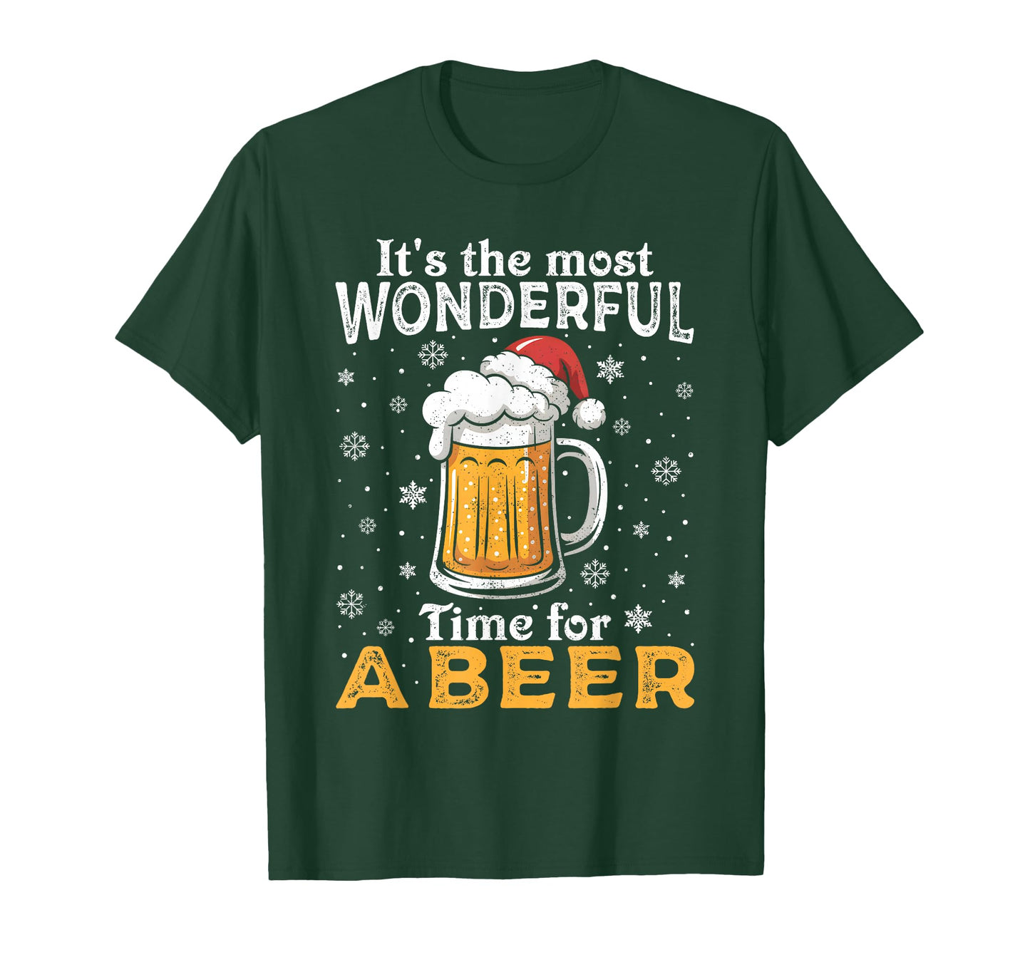 Funny Christmas Pajama Outfit Men Women Beer Mug Santa Hat T-Shirt
