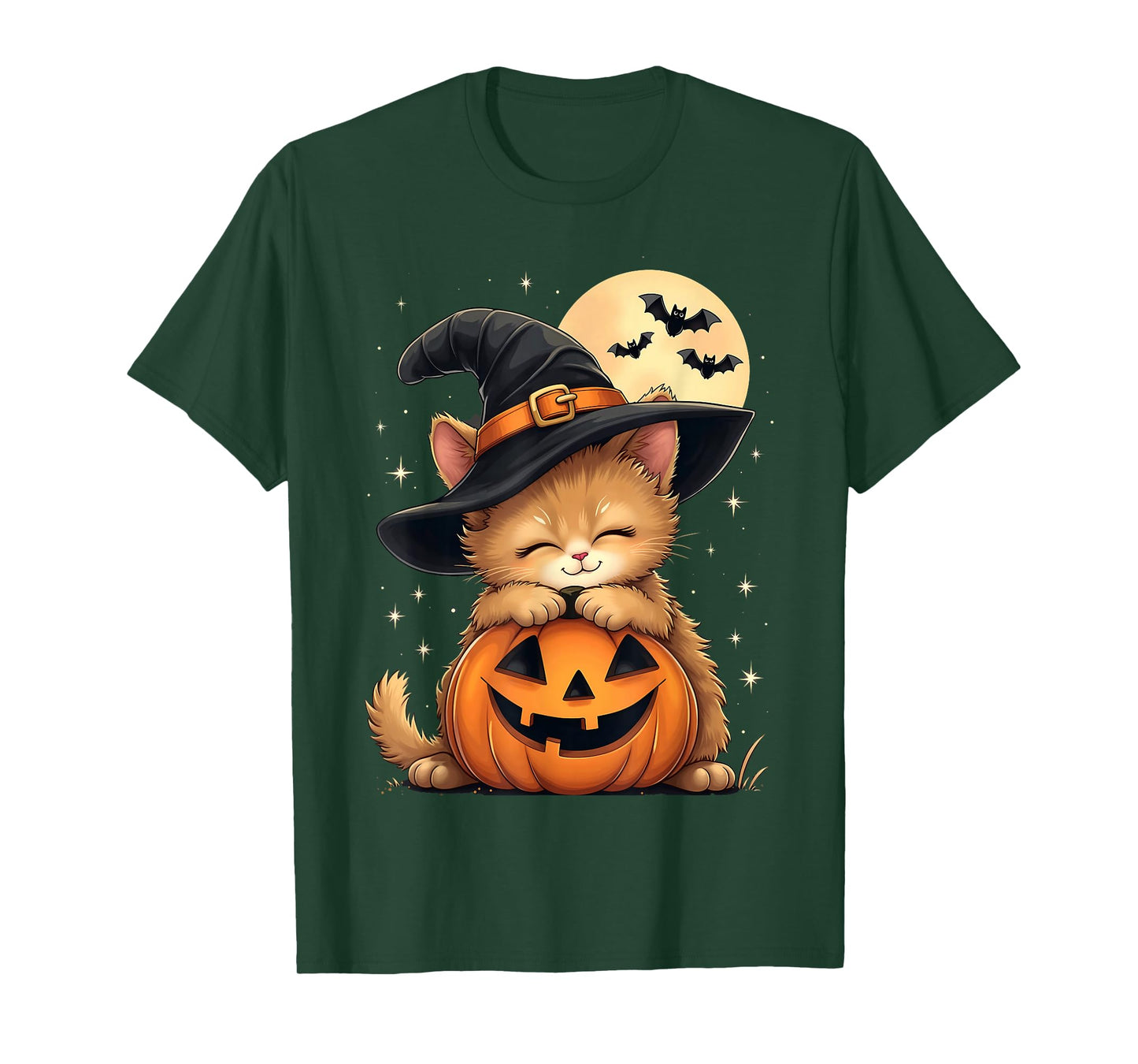 Halloween Cat Witch Hat Pumpkin Spooky T-Shirt