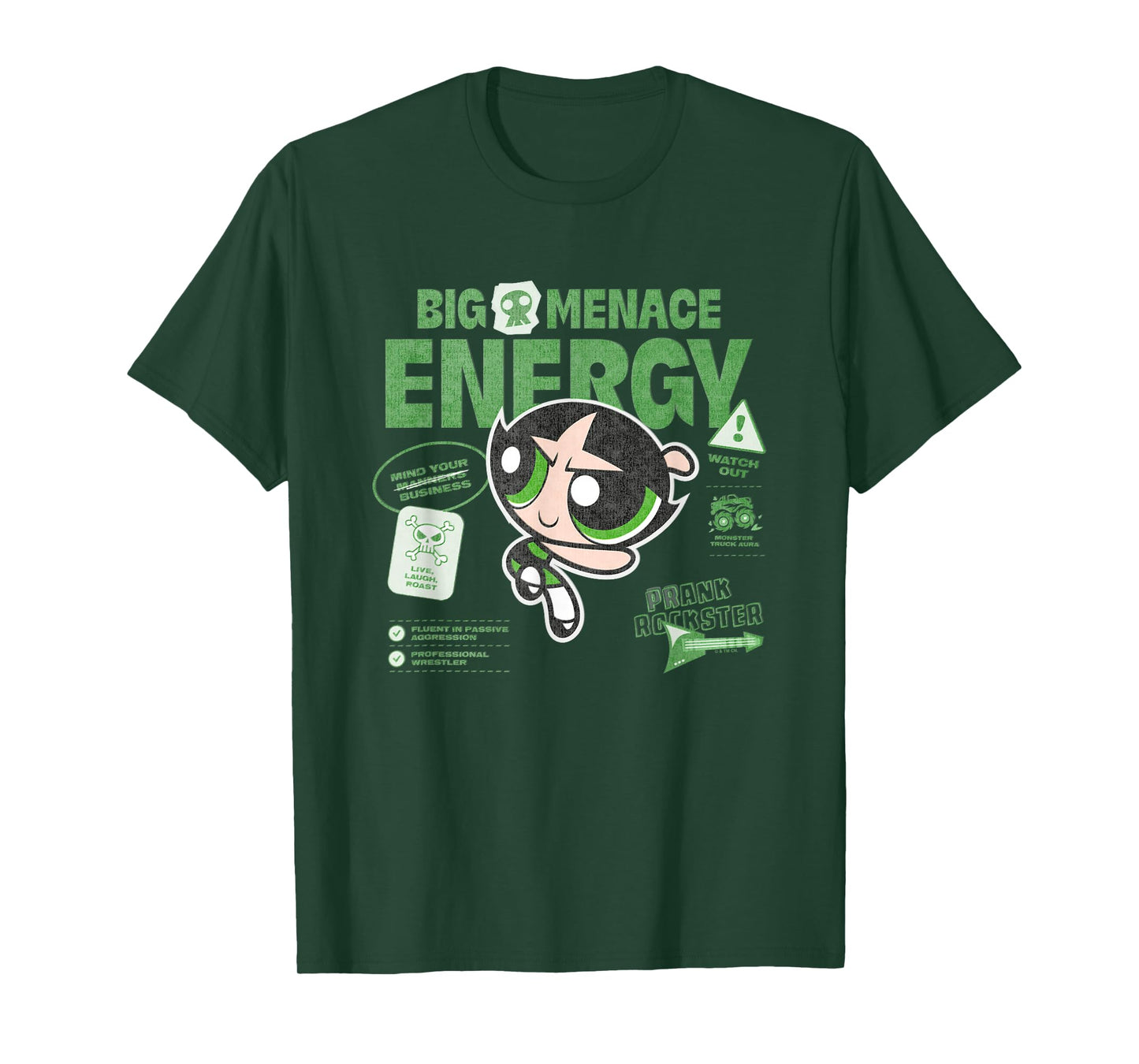 The Powerpuff Girls Buttercup Big Menace Energy Watch Out! T-Shirt