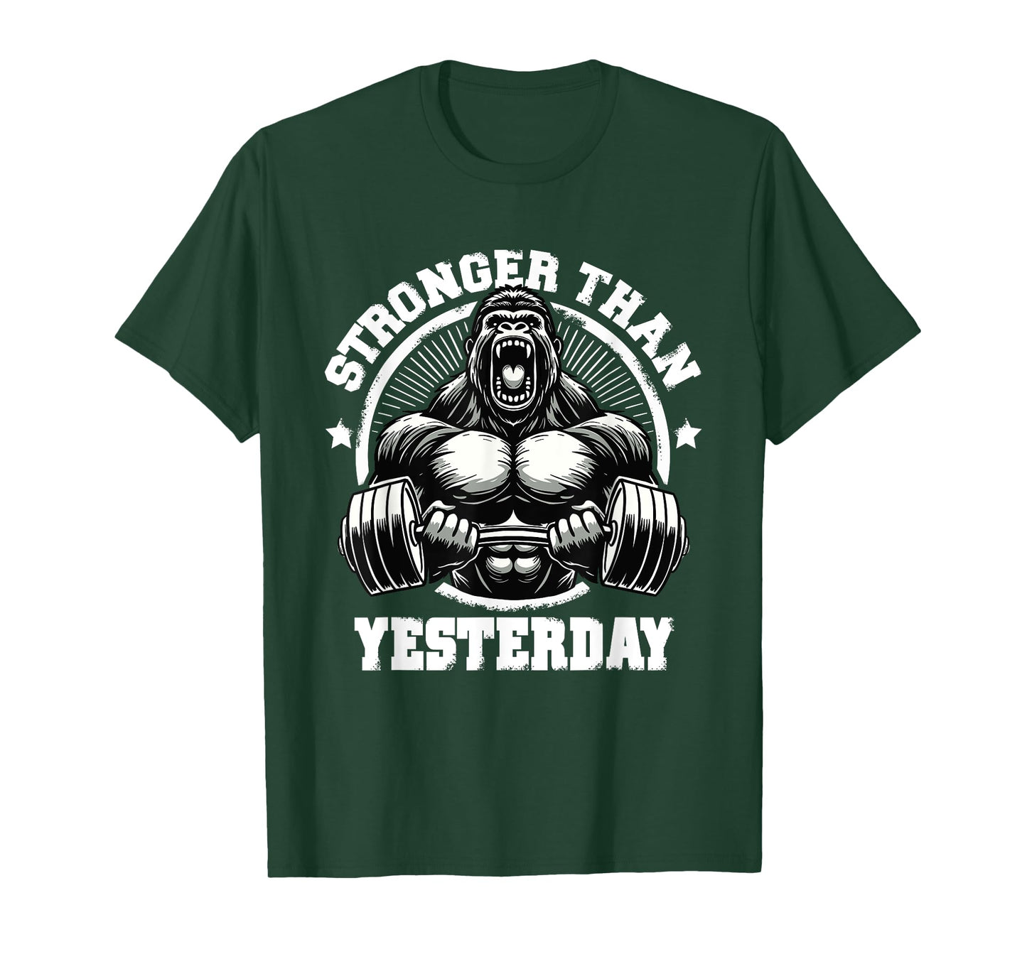 Stronger Than Yesterday Weightlifting Gym Quotes Gym Fitness T-Shirt