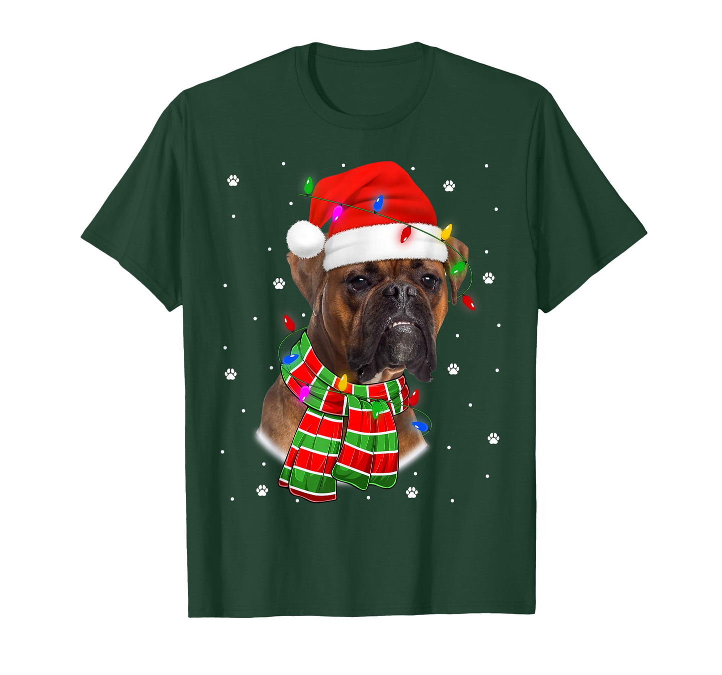 Boxer Dog Christmas Lights Xmas Pajamas T-Shirt