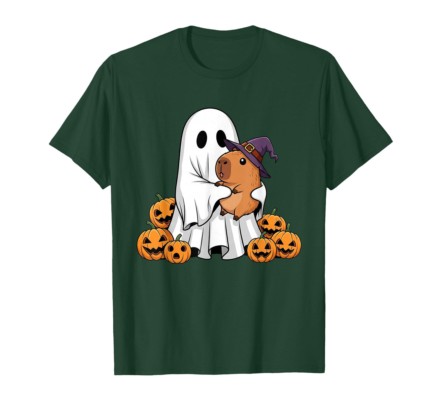 Funny Ghost Capypara Pumpkin Halloween Kids Mens Womens T-Shirt