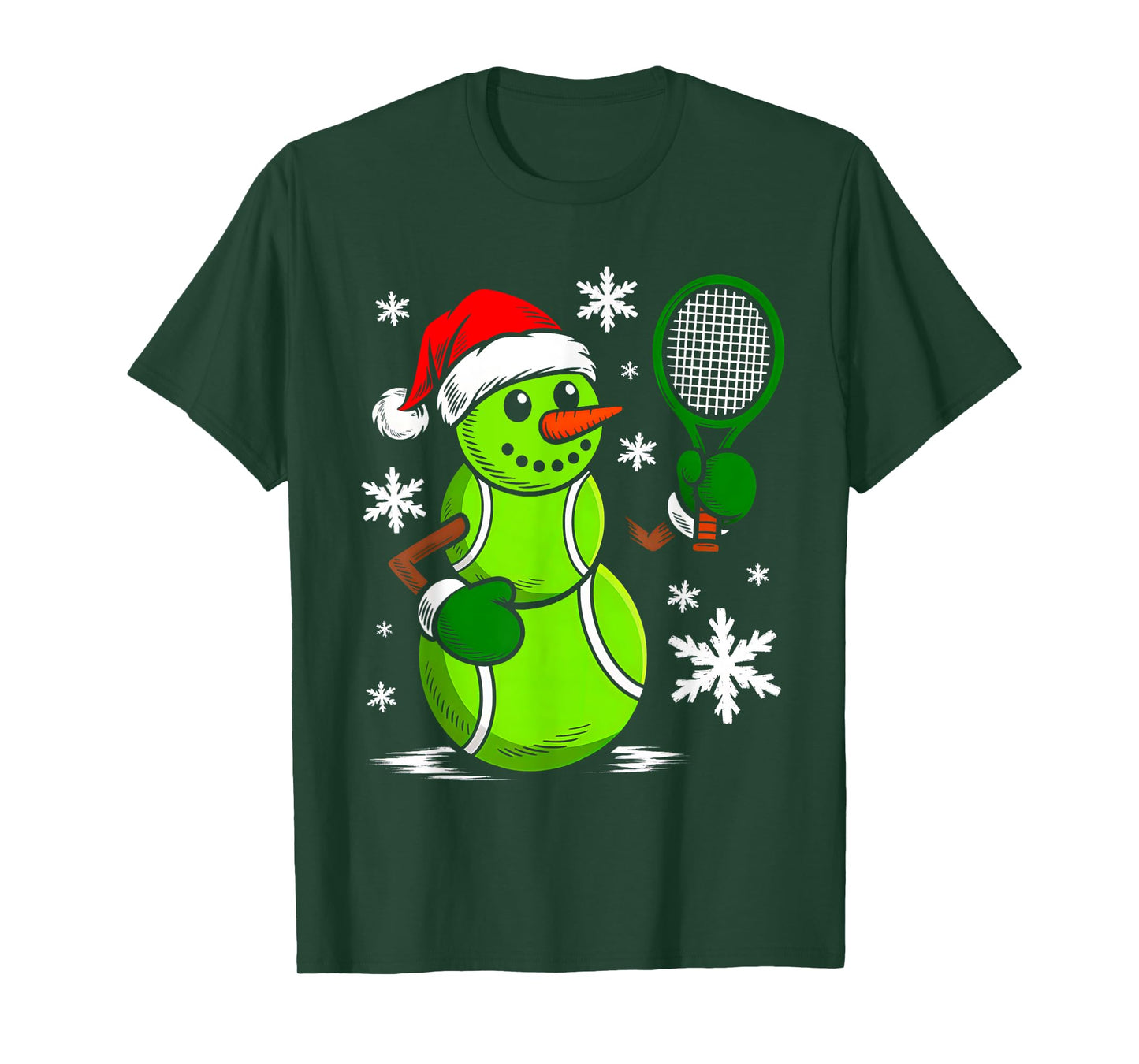 Tennis Santa Hat Snowman Xmas Funny Tennis Lover Christmas T-Shirt
