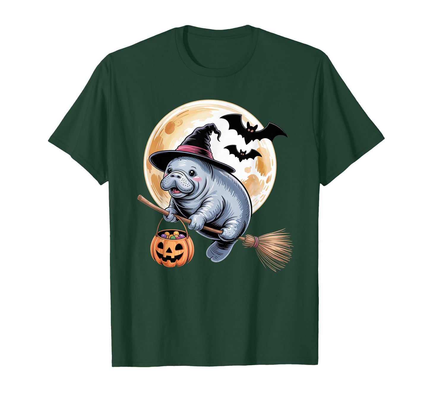 Manatee Witch Hat Funny Sea Cow Halloween Costume Men Women T-Shirt