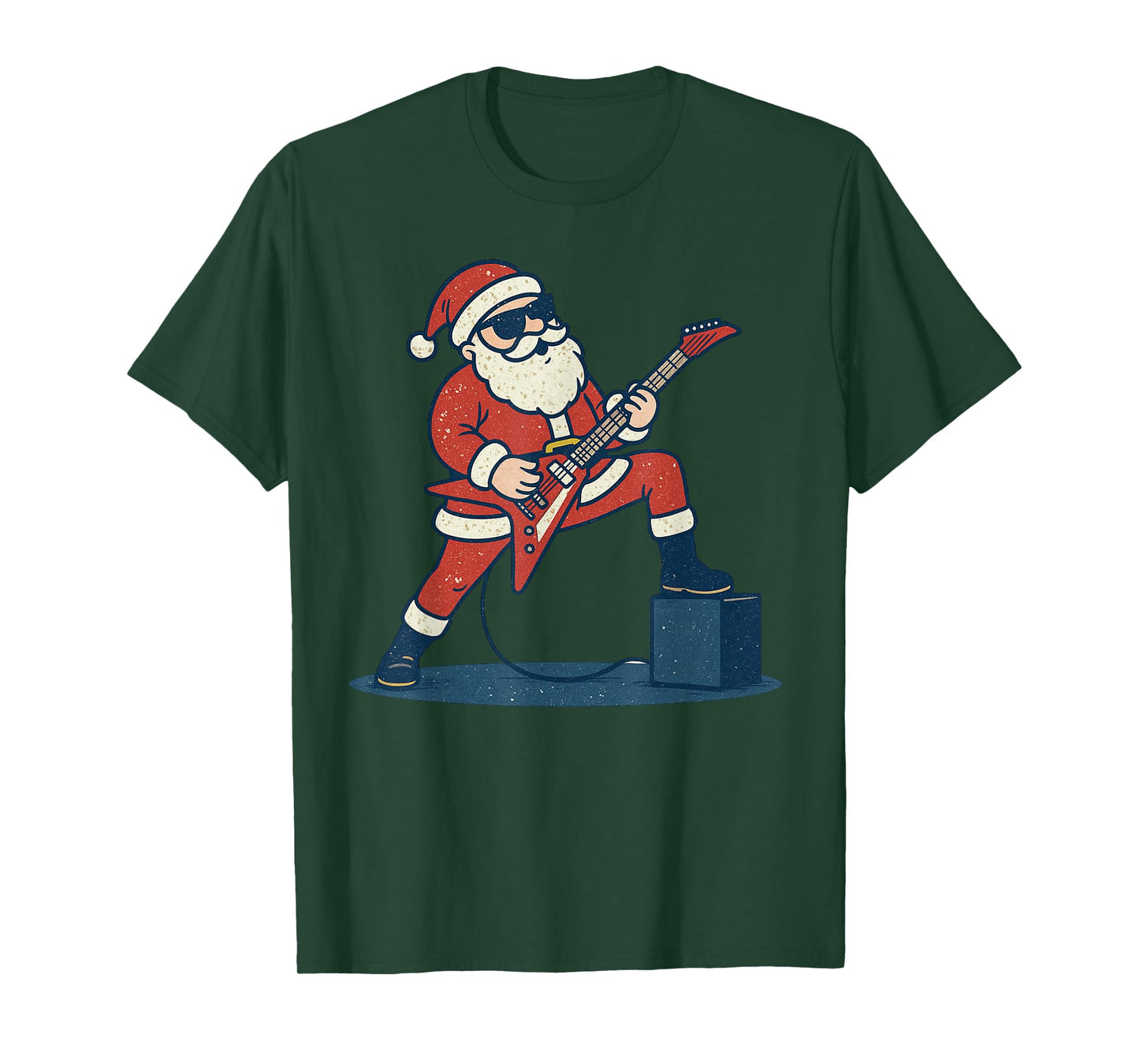 Santa Playing Rock Guitar Christmas Vintage Funny Xmas T-Shirt
