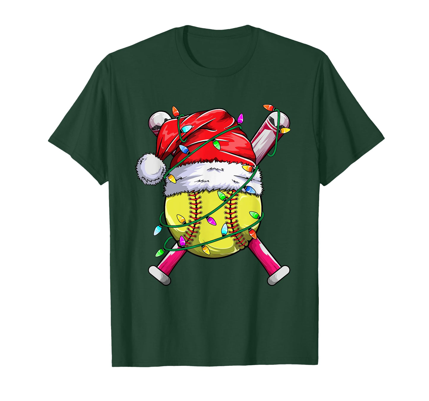 Santa Sports Design- Women Girls Christmas Softball Player T-Shirt