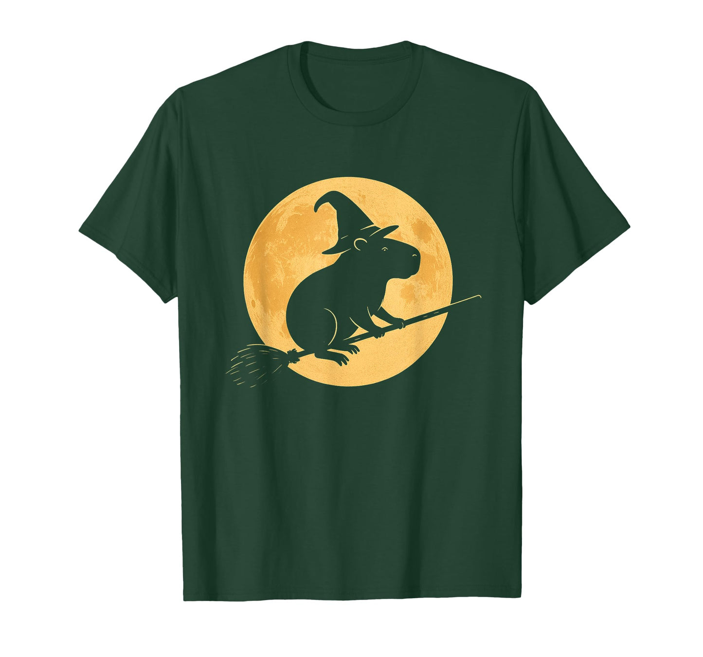 Funny Witch Capybara Moon Halloween Trick Or Treat T-Shirt