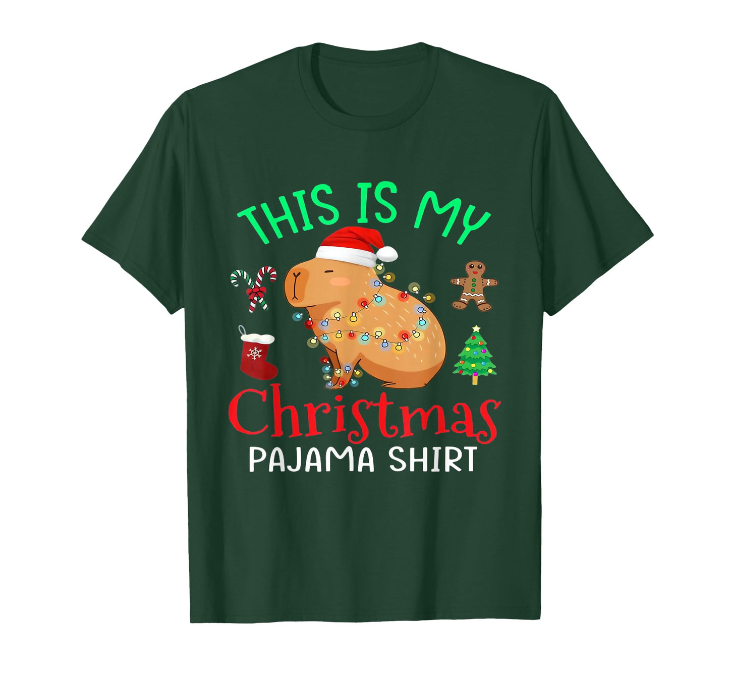 Capybara This is My Christmas Pajama Capy Santa Men Women T-Shirt