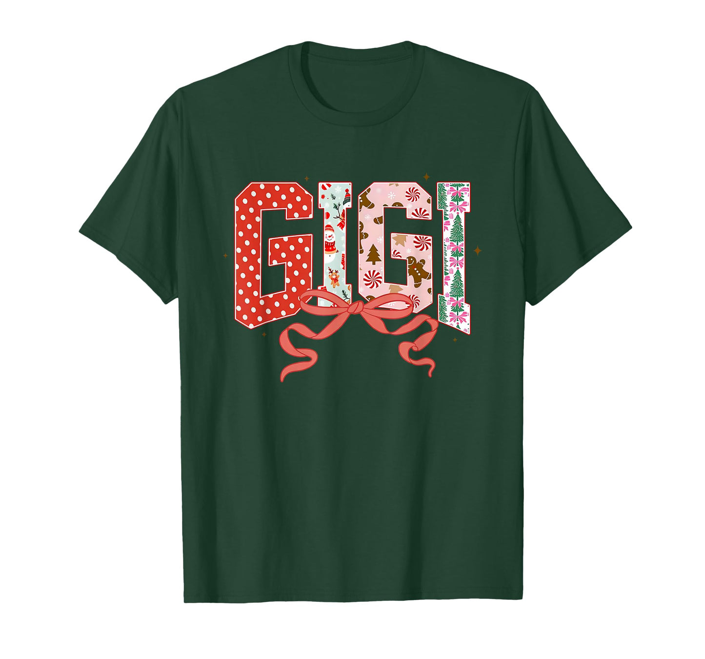 Gigi Cute Pink Coquette Bow Christmas Matching Family Xmas T-Shirt