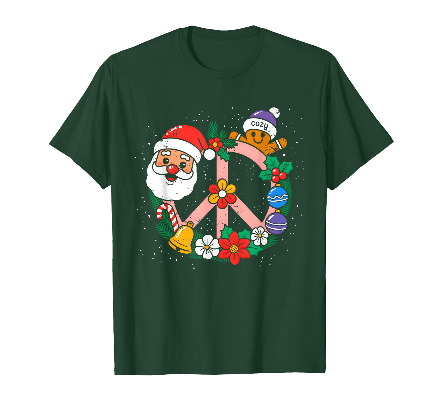 Retro Groovy Christmas Santa Claus Gingerbeard Xmas Vibes T-Shirt