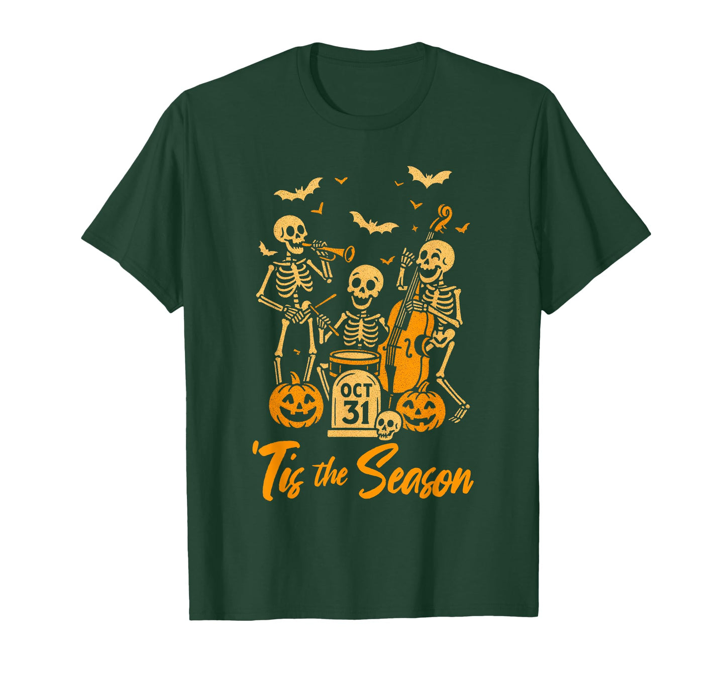 Halloween Vibes Spooky Skeleton Music Band 'Tis The Season T-Shirt
