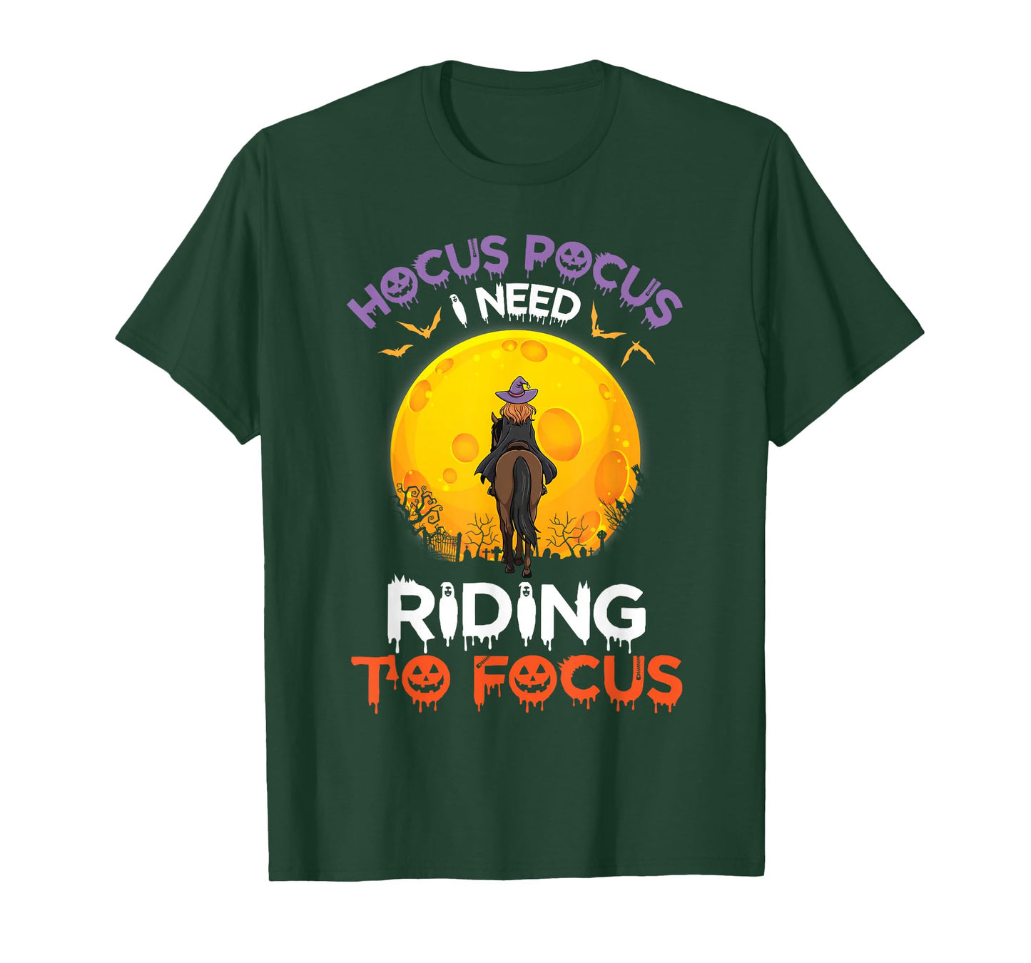 Spooky Magic I Need Riding to Focus Witch Horse Halloween T-Shirt