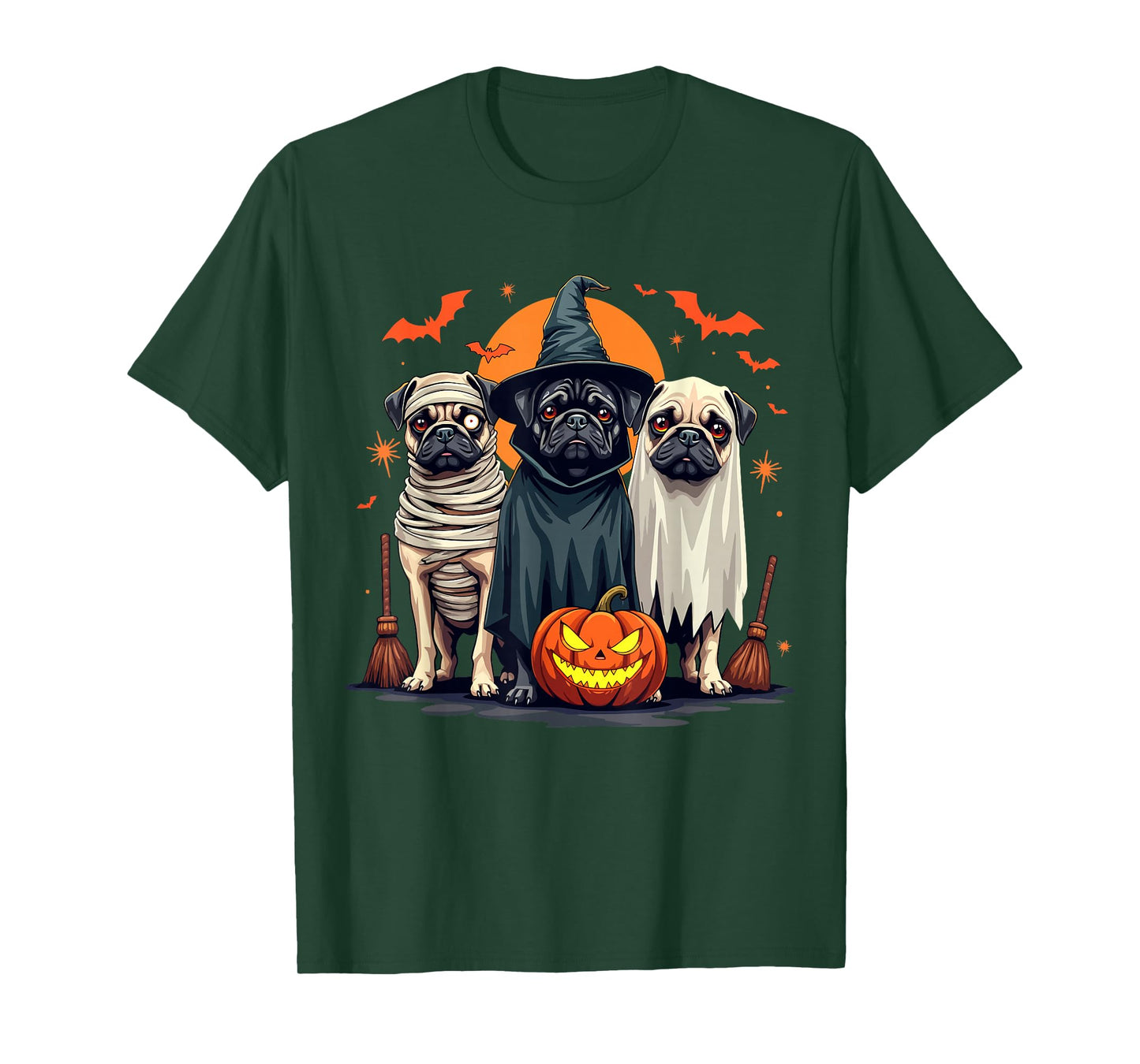 Pug Halloween Costume Mom Witch Ghost Dog Lover T-Shirt