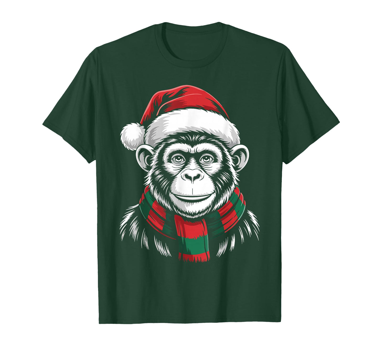 Ape Xmas Santa Hat Scarf Christmas Costume T-Shirt