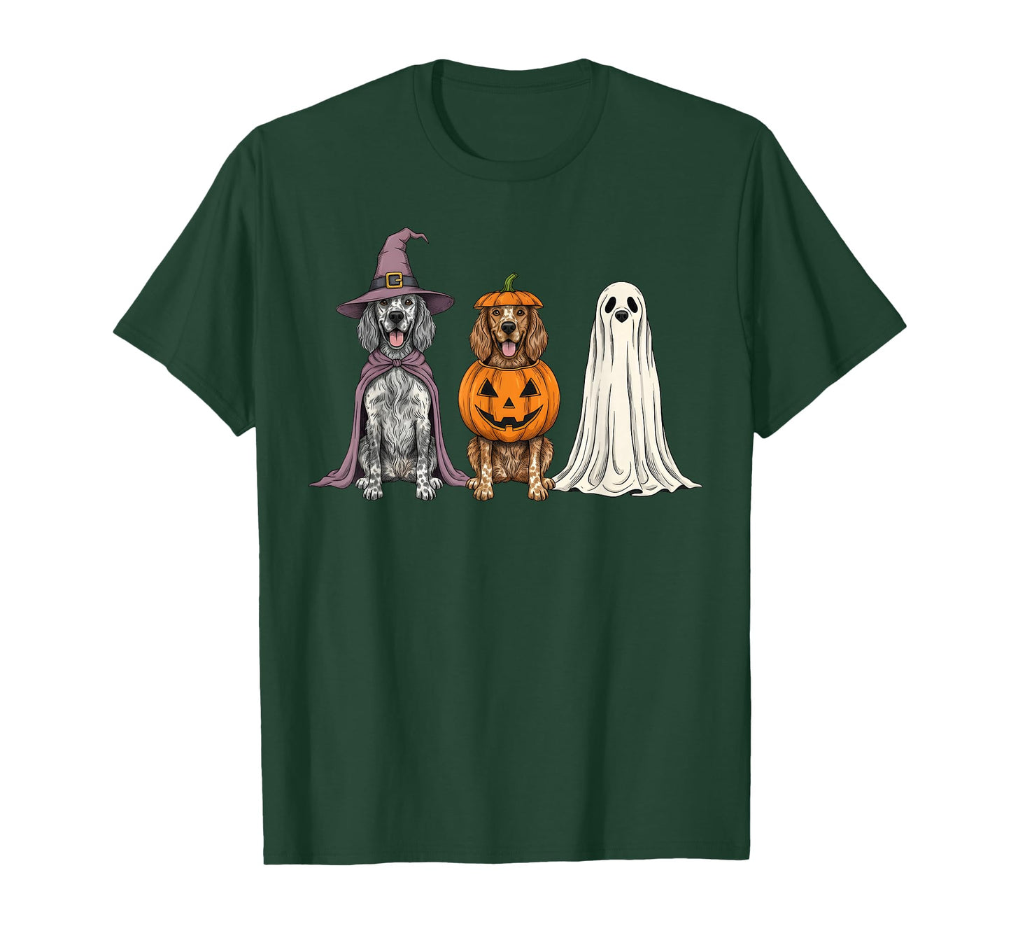 Spooky Ghost English Setter Pumpkin Halloween Dog Lover T-Shirt