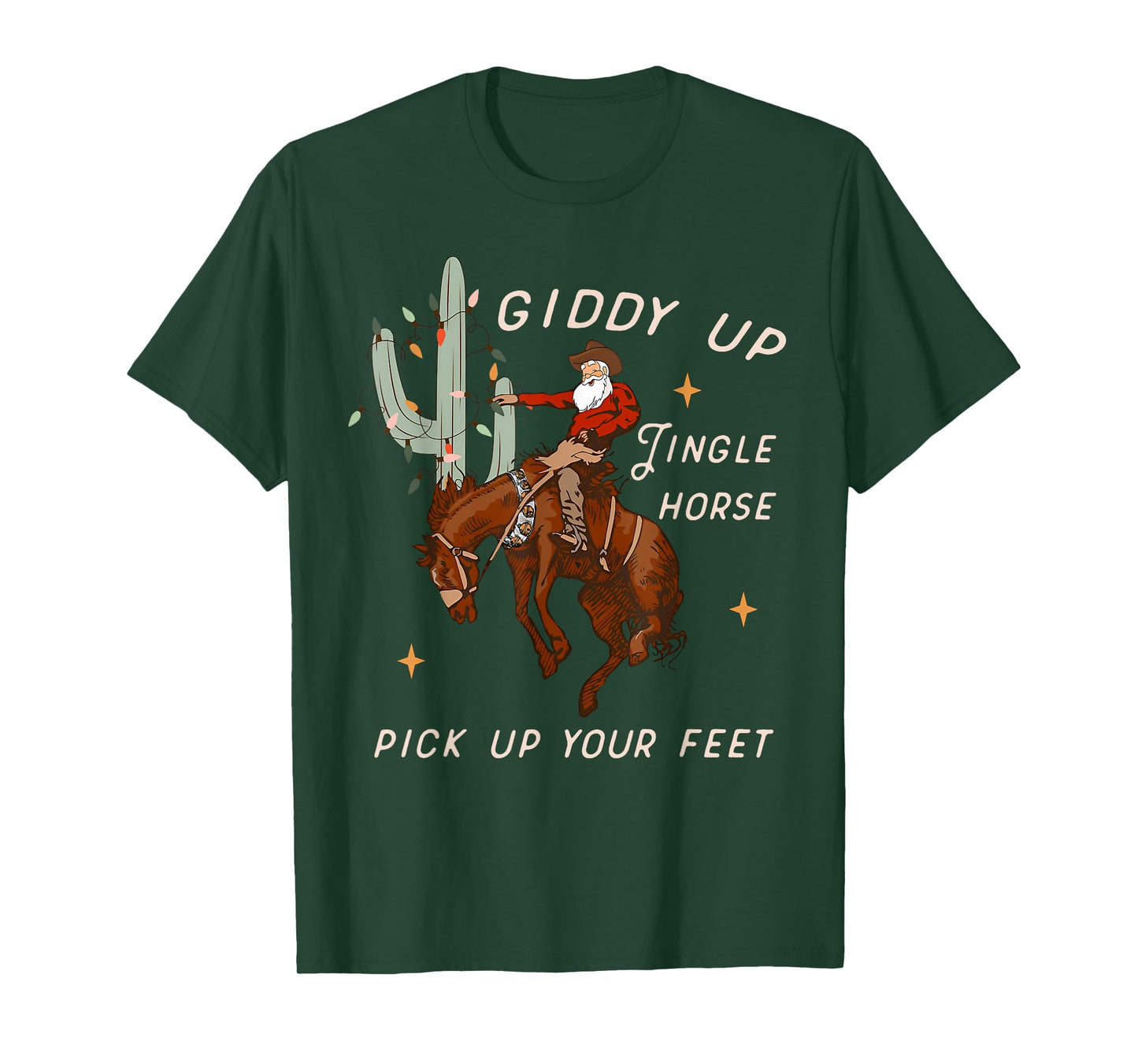 Giddy Up Jingle Horse Santa Cowboy Western Christmas Xmas T-Shirt