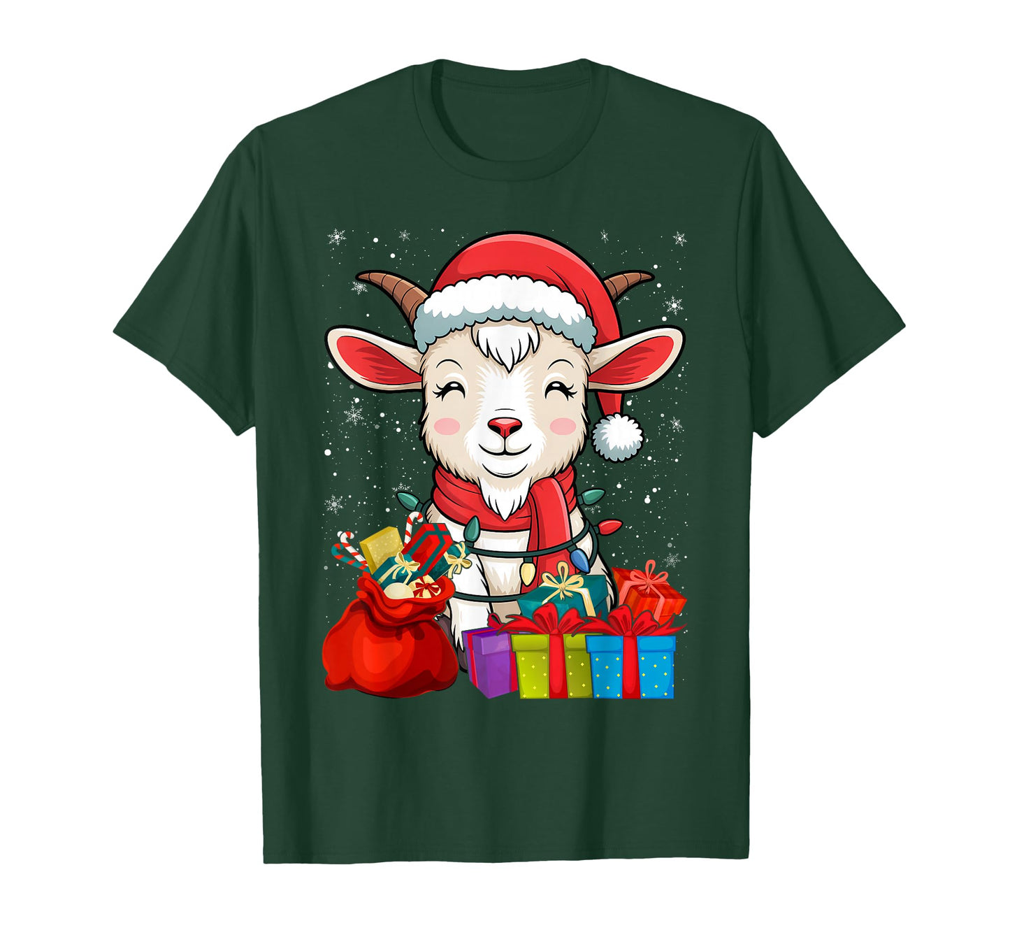 Goat Christmas Santa Hat Xmas Kids Boys Girls T-Shirt