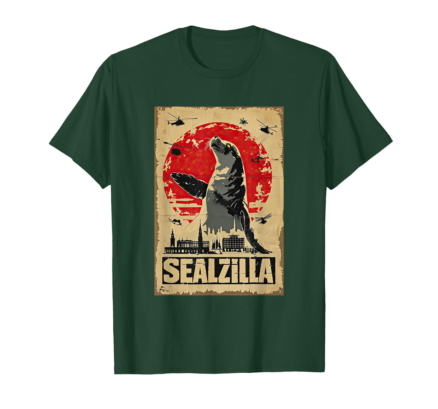Sealzilla Vintage Monster Berlin Skyline Japanese Art Seal T-Shirt