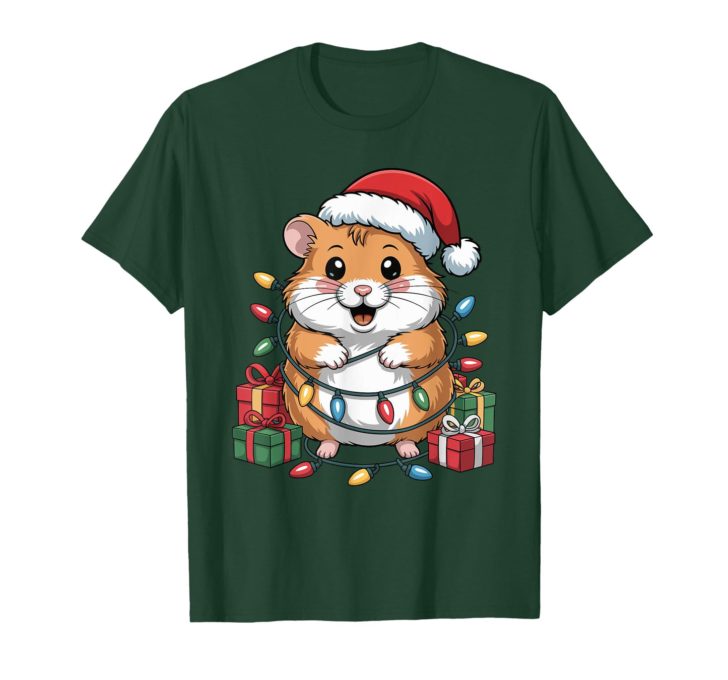 Funny Hamster Santa Hat Animals Lovers Ugly Christmas Pajama T-Shirt