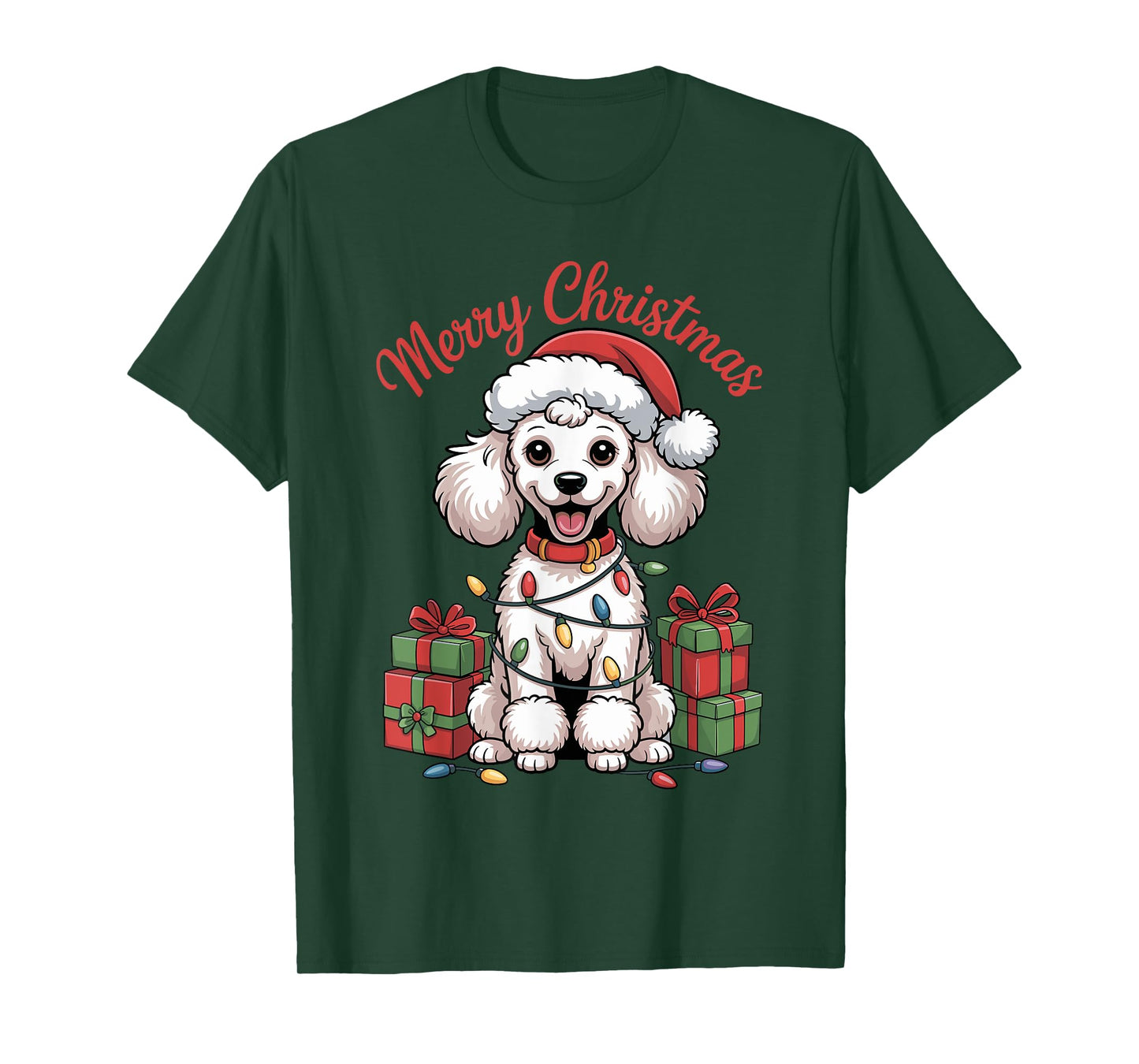 Cute Poodle Christmas Xmas Design Funny Dog Lover Holiday T-Shirt