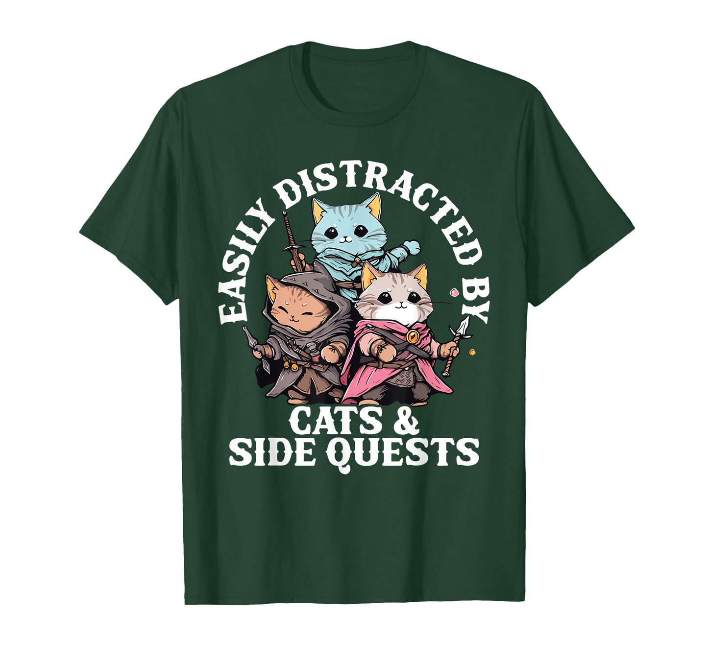Cats Side Quest Distracted Tabletop Funny Men Women Kids Dad T-Shirt