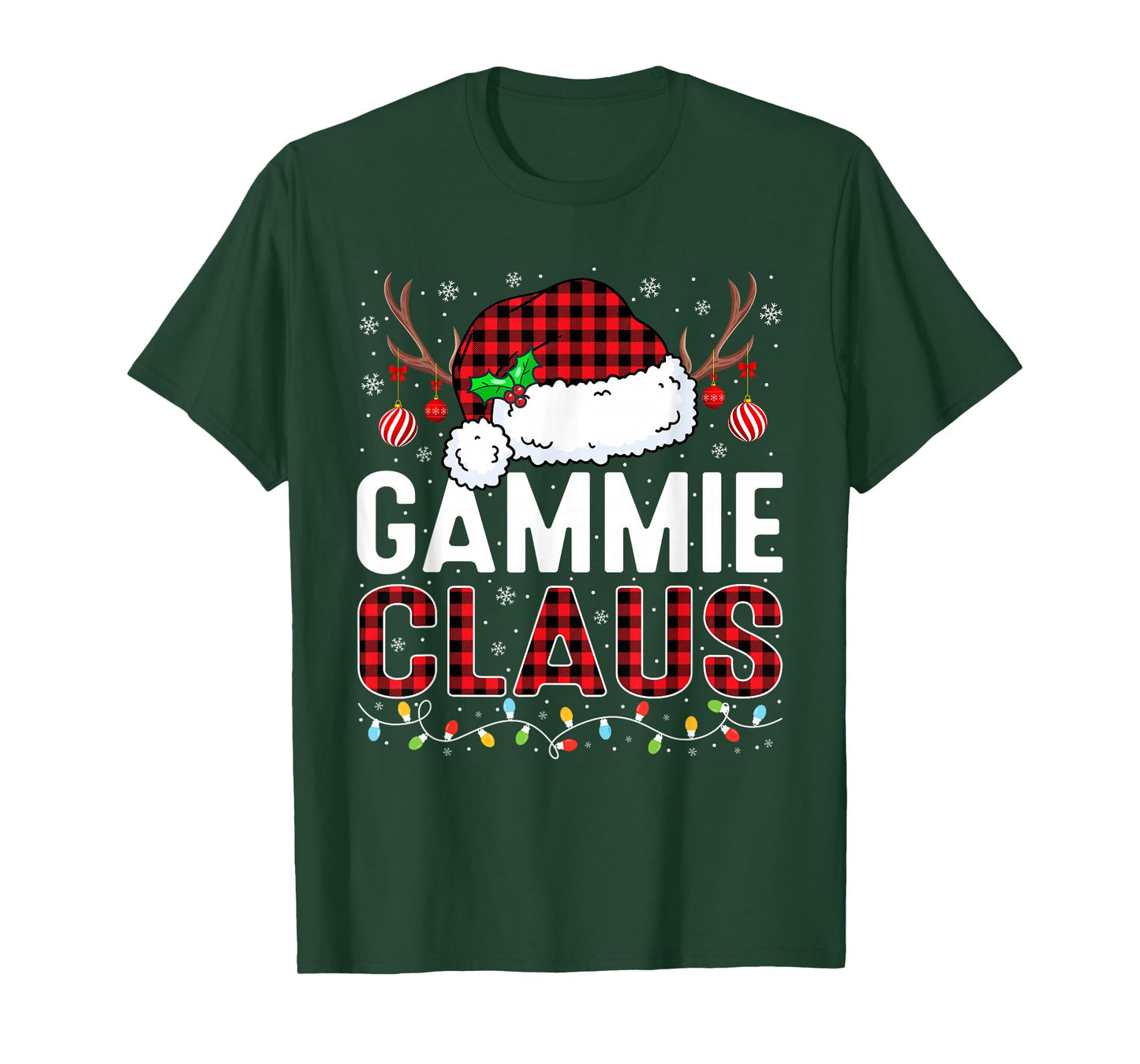 Christmas Lights Gammie Claus Family Matching Xmas Pajama T-Shirt