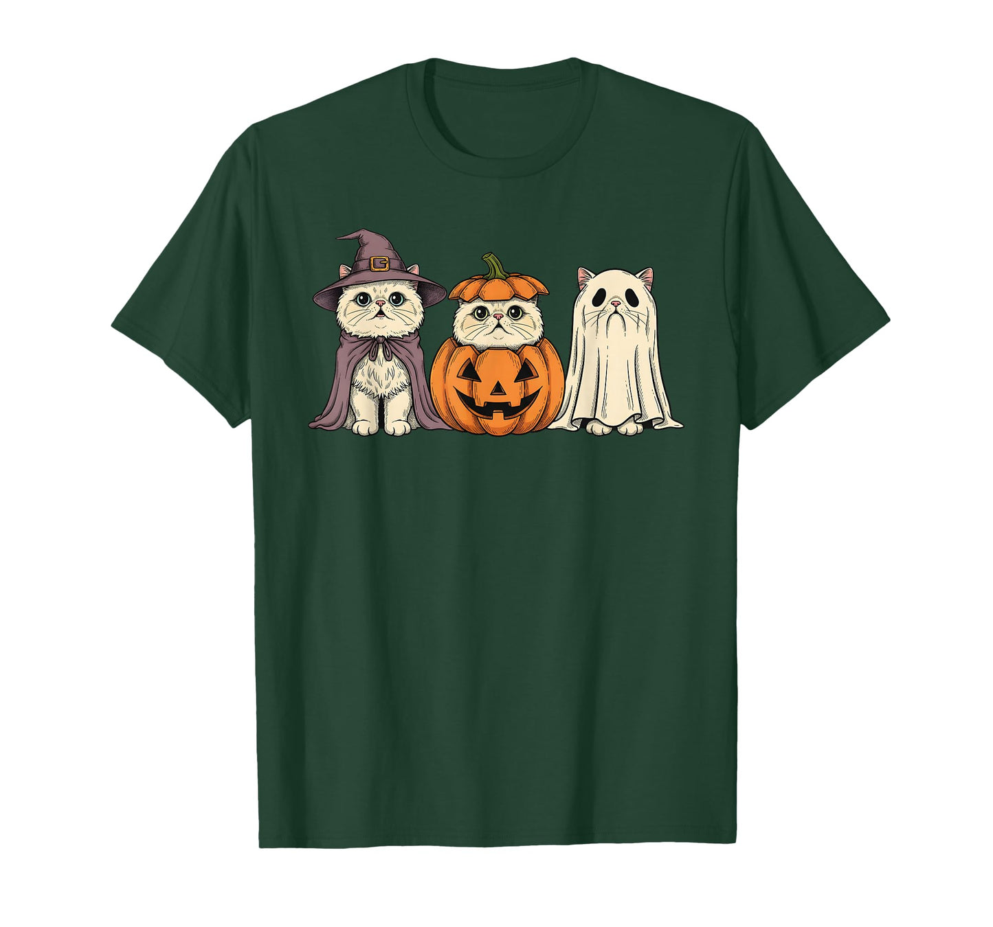 Spooky Ghost Persian Cat Lover Pumpkin Halloween T-Shirt