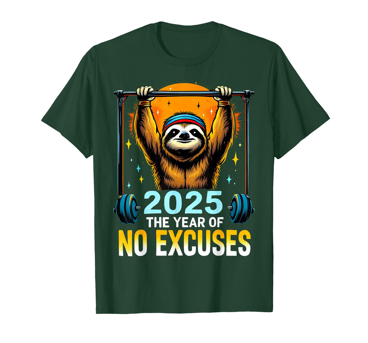 2025 Resolution Funny Fitness Workout Gym Sloth Weight Loss T-Shirt