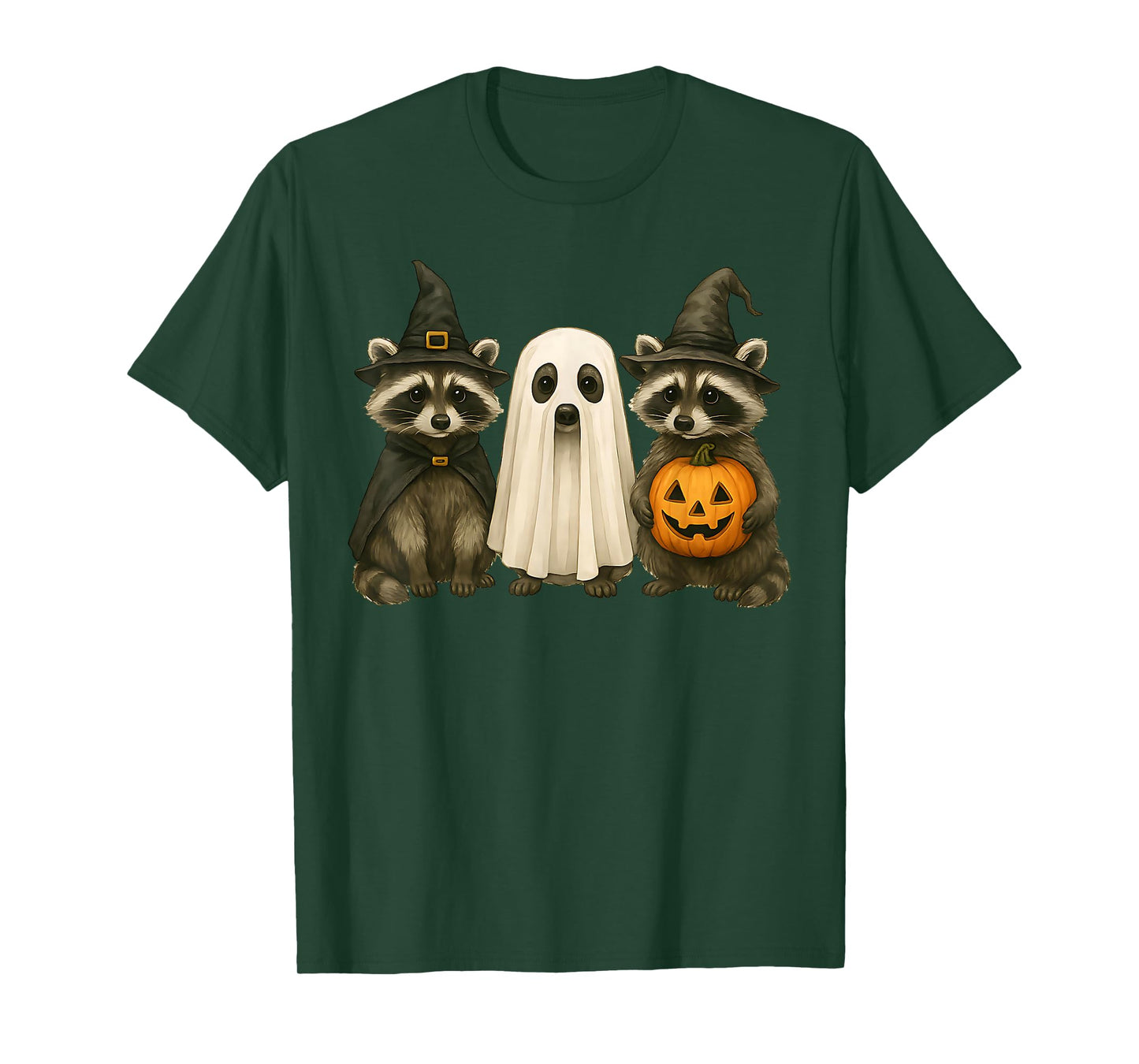Raccoon Halloween Trash Panda Witch Ghost Pumpkin T-Shirt