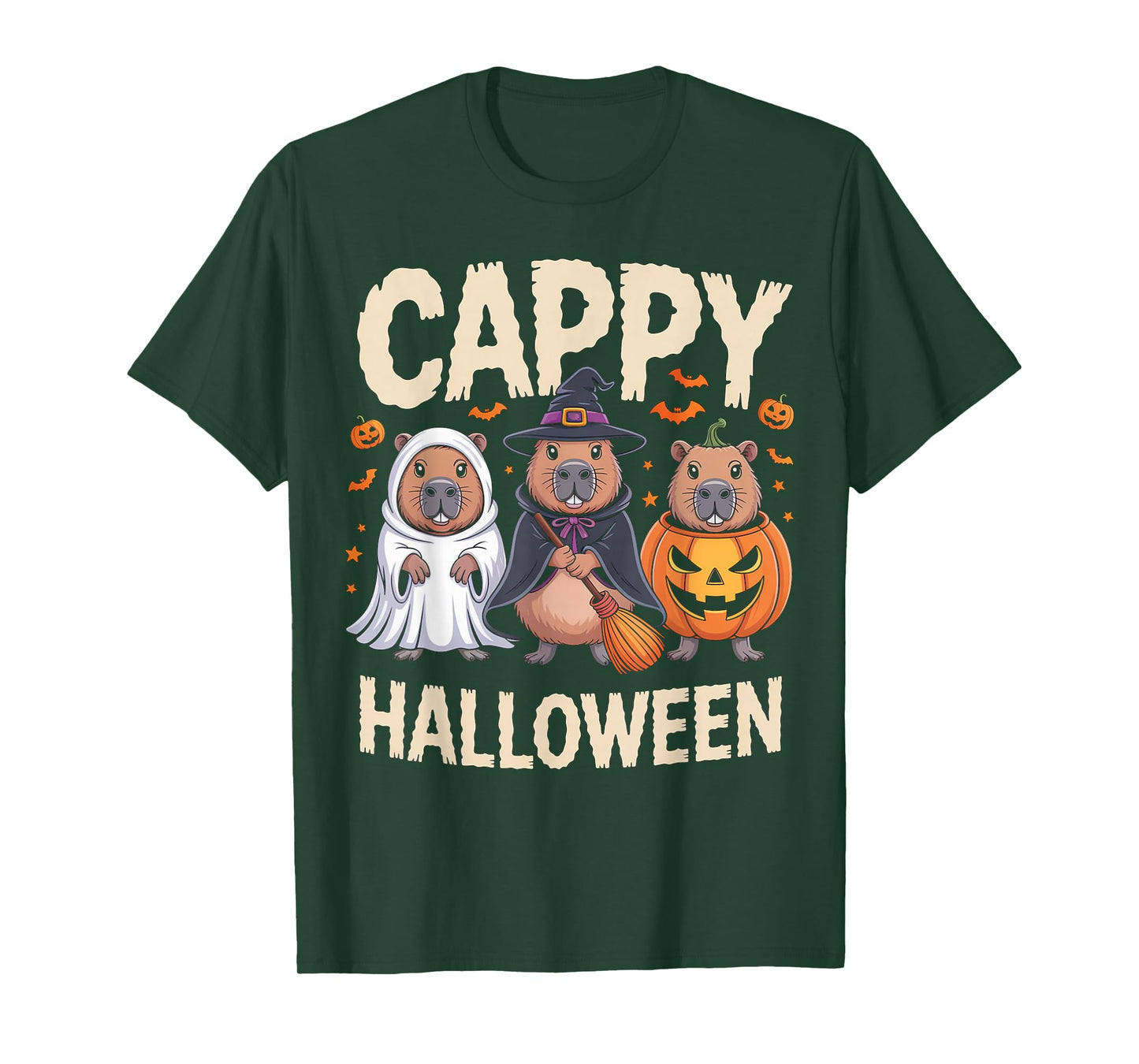 Cappy Halloween Cute Capybara Ghost Pumpkin Costume Party T-Shirt