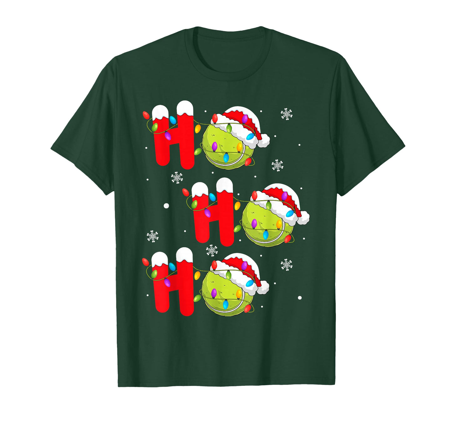 Tennis Ball Christmas Ho Ho Ho Santa Sports Player Xmas T-Shirt