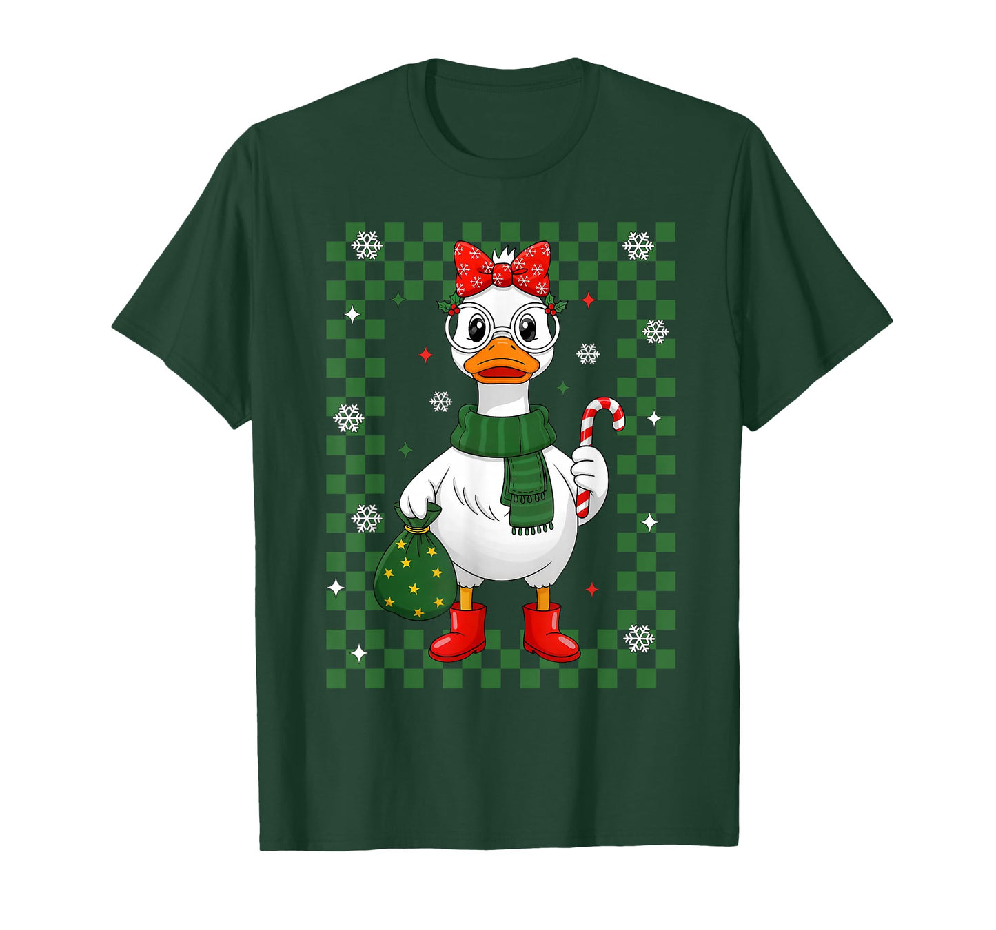 Christmas Goose Candy Cane Snowflake Xmas Pajamas Holiday T-Shirt