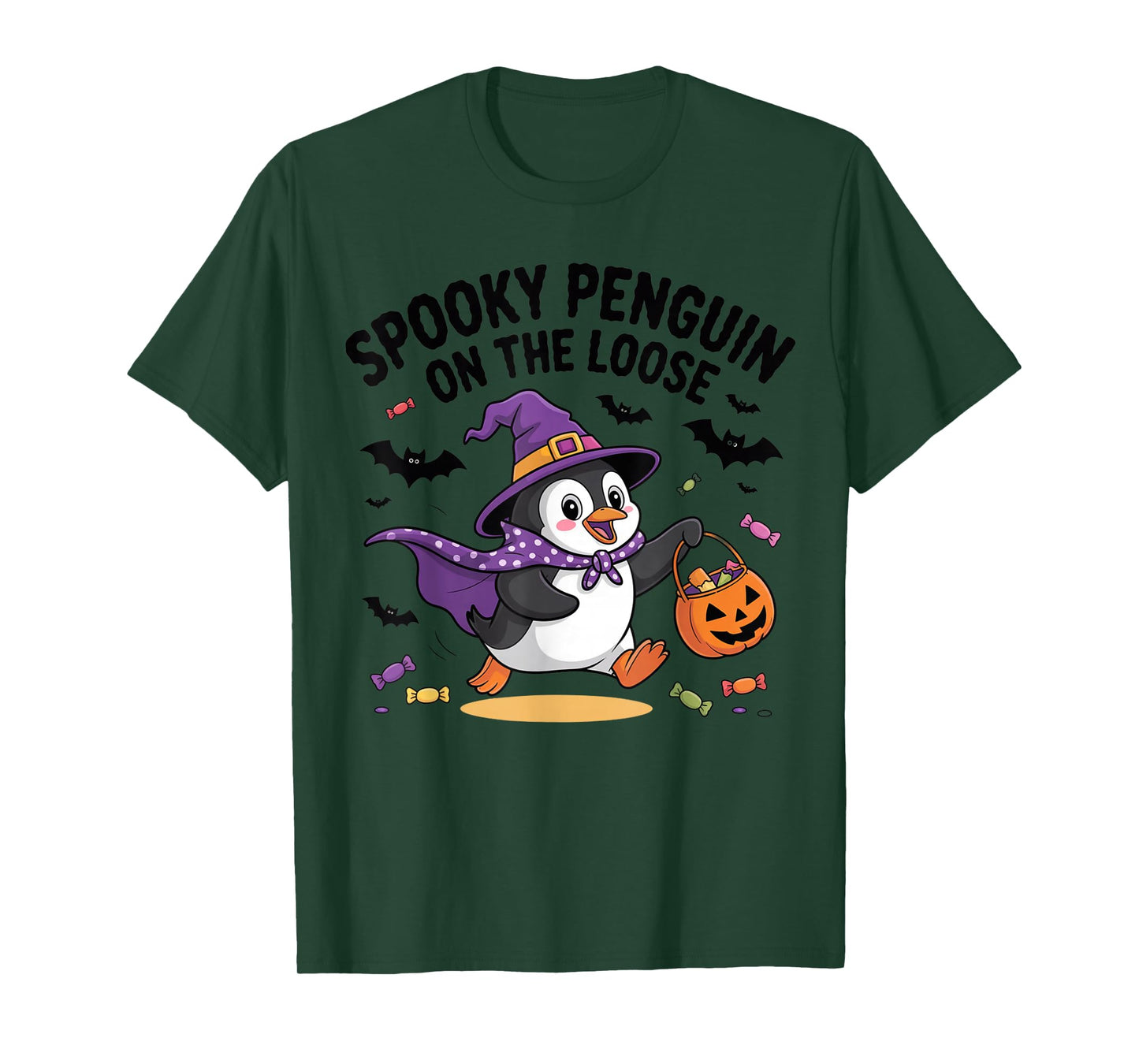 Spooky Penguin On The Loose Funny Halloween Costume T-Shirt