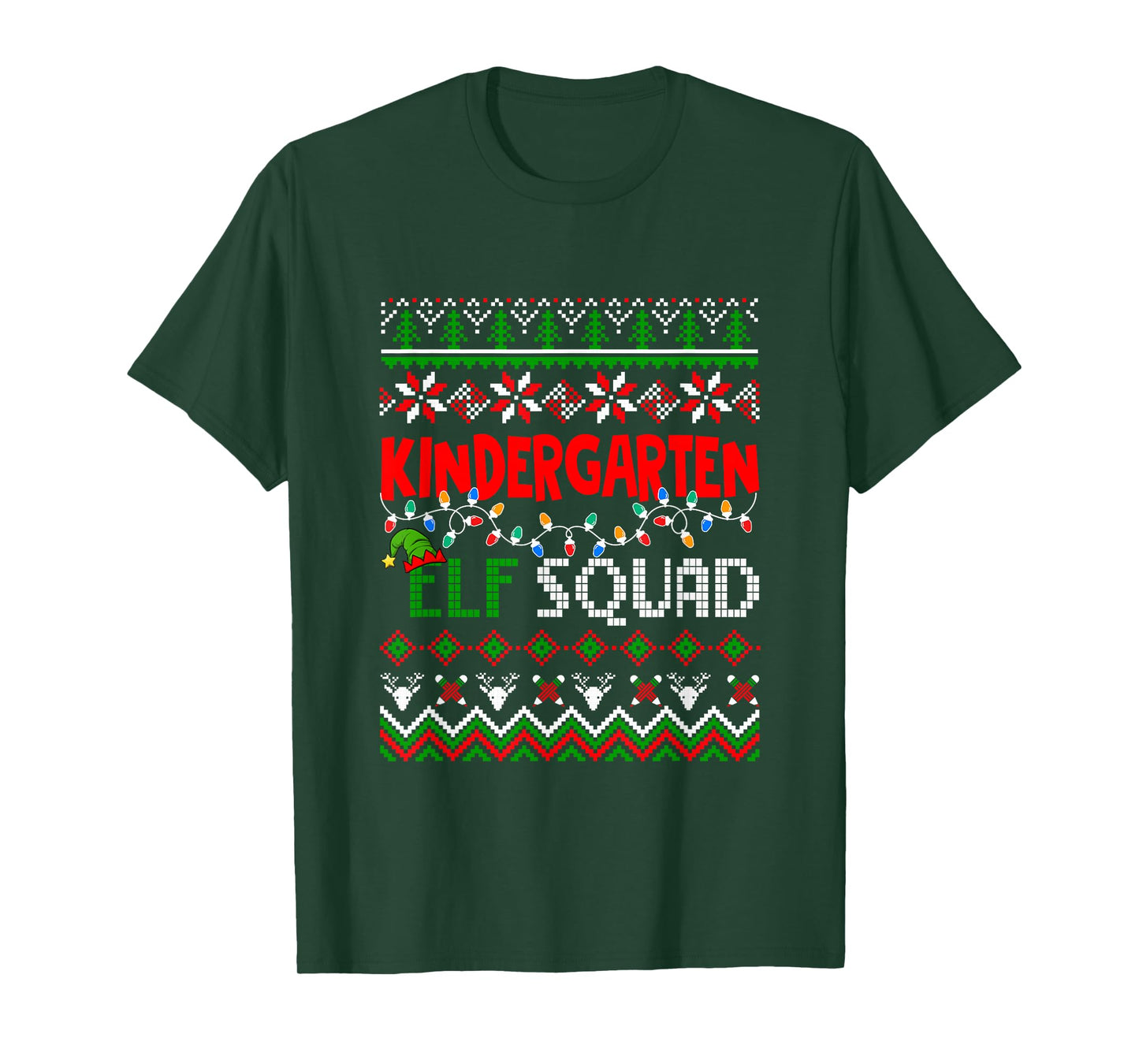 Kindergarten Elf Squad Christmas Sweater Students Teachers T-Shirt