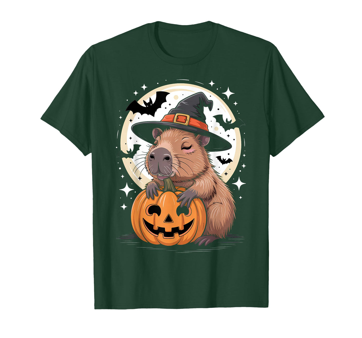 Halloween Capybara Witch Hat Pumpkin Spooky T-Shirt