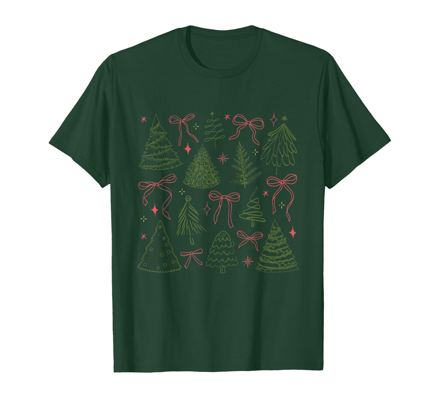 Coquette Bow Christmas Tree Girls Winter Xmas Womens Mens T-Shirt