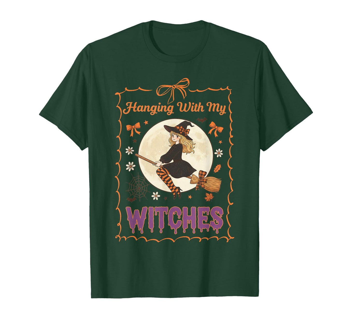 Halloween Cute Coquette Bow Hanging with My Witches T-Shirt