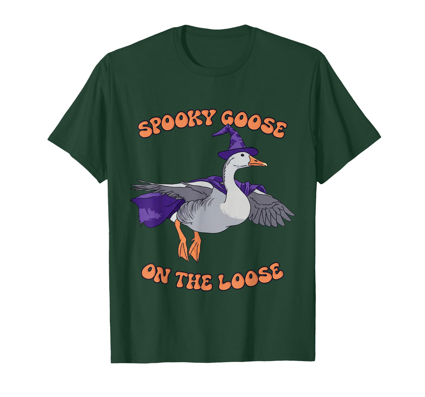 Spooky Goose On The Loose Funny Halloween Goose Witch Flying T-Shirt