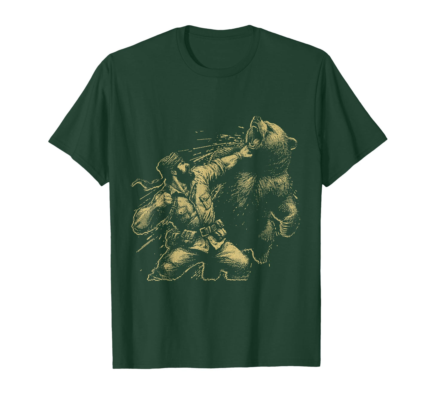 Bear Funny Man Punching Bear Retro Vintage Hunting Camping T-Shirt