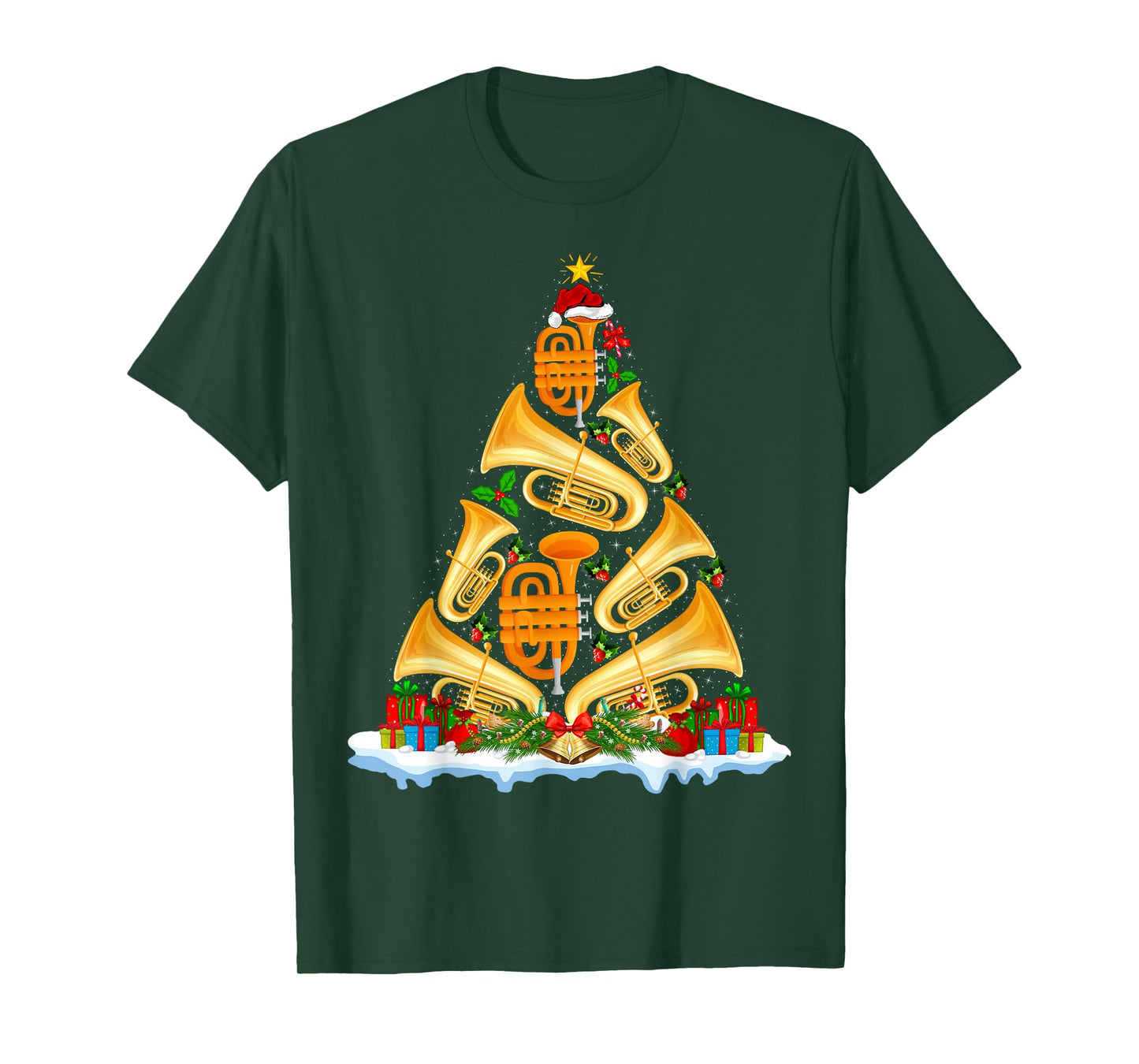 Tuba Christmas Tree Lights Tuba Music Lover Musical Xmas T-Shirt
