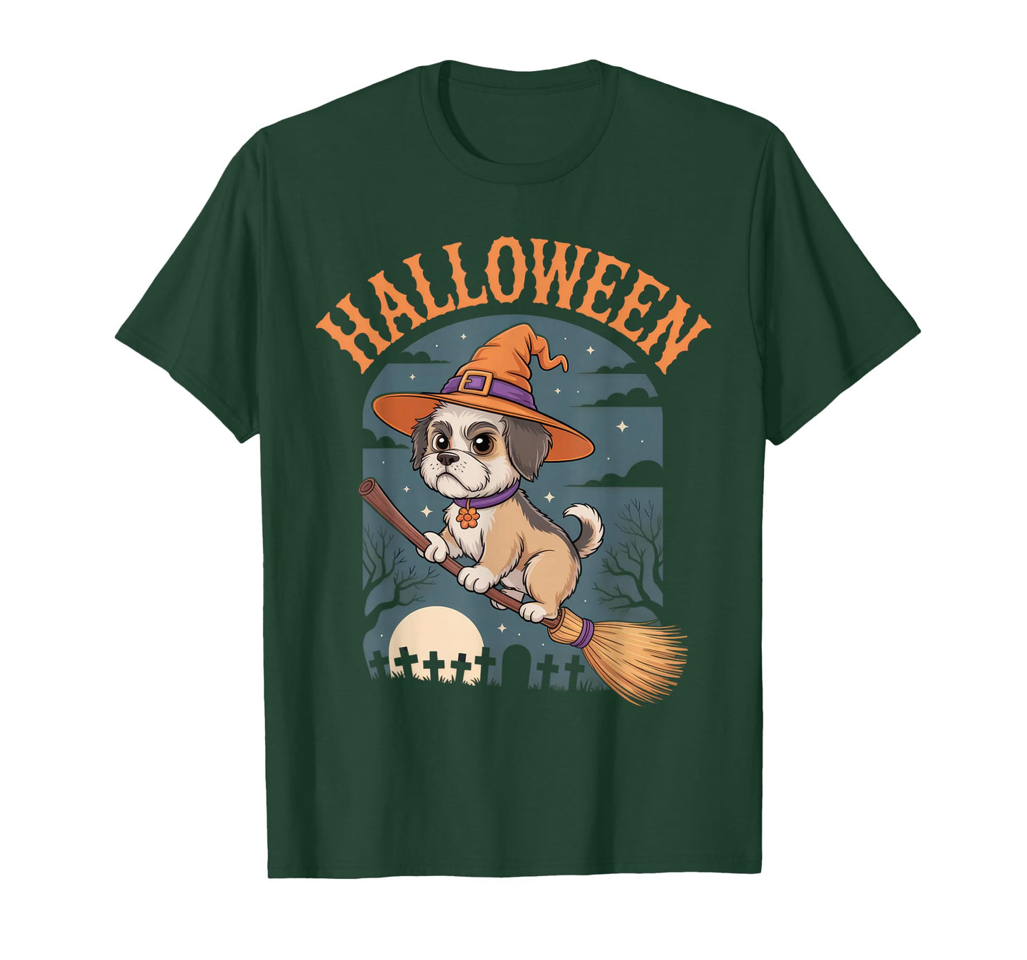 Halloween Dog Lover Witch Funny Pet Costume Spooky Party T-Shirt