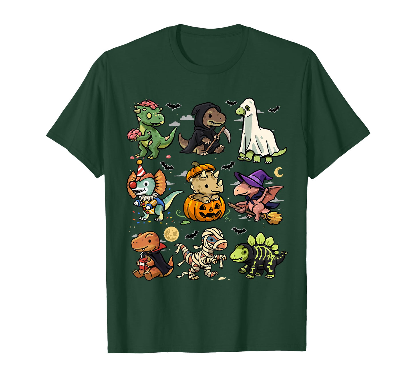 Spooky Dinosaurs Halloween Creepy Dinos Ghost Vampire Zombie T-Shirt
