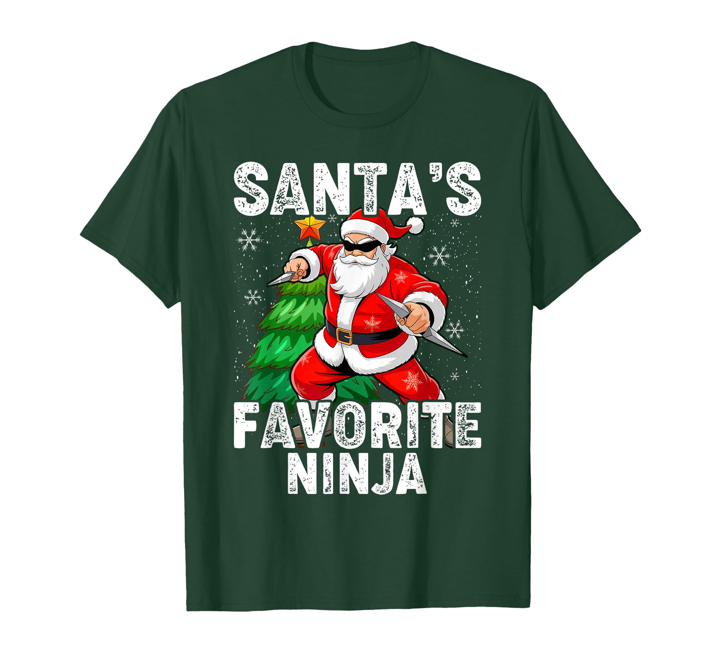 Santa's Favorite Ninja Christmas Hat Funny Xmas T-Shirt