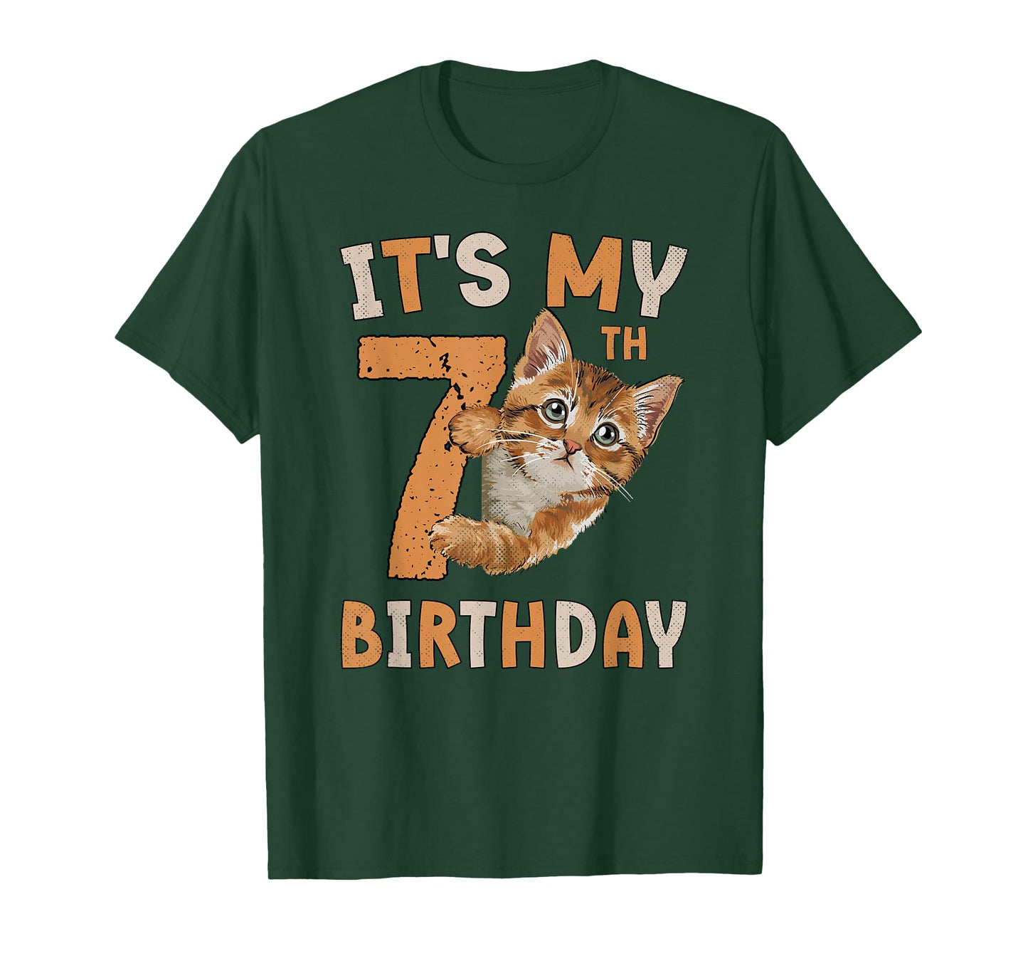 It's My 7th Birthday Cat Lover 7 Years Old Birthday Vintage T-Shirt