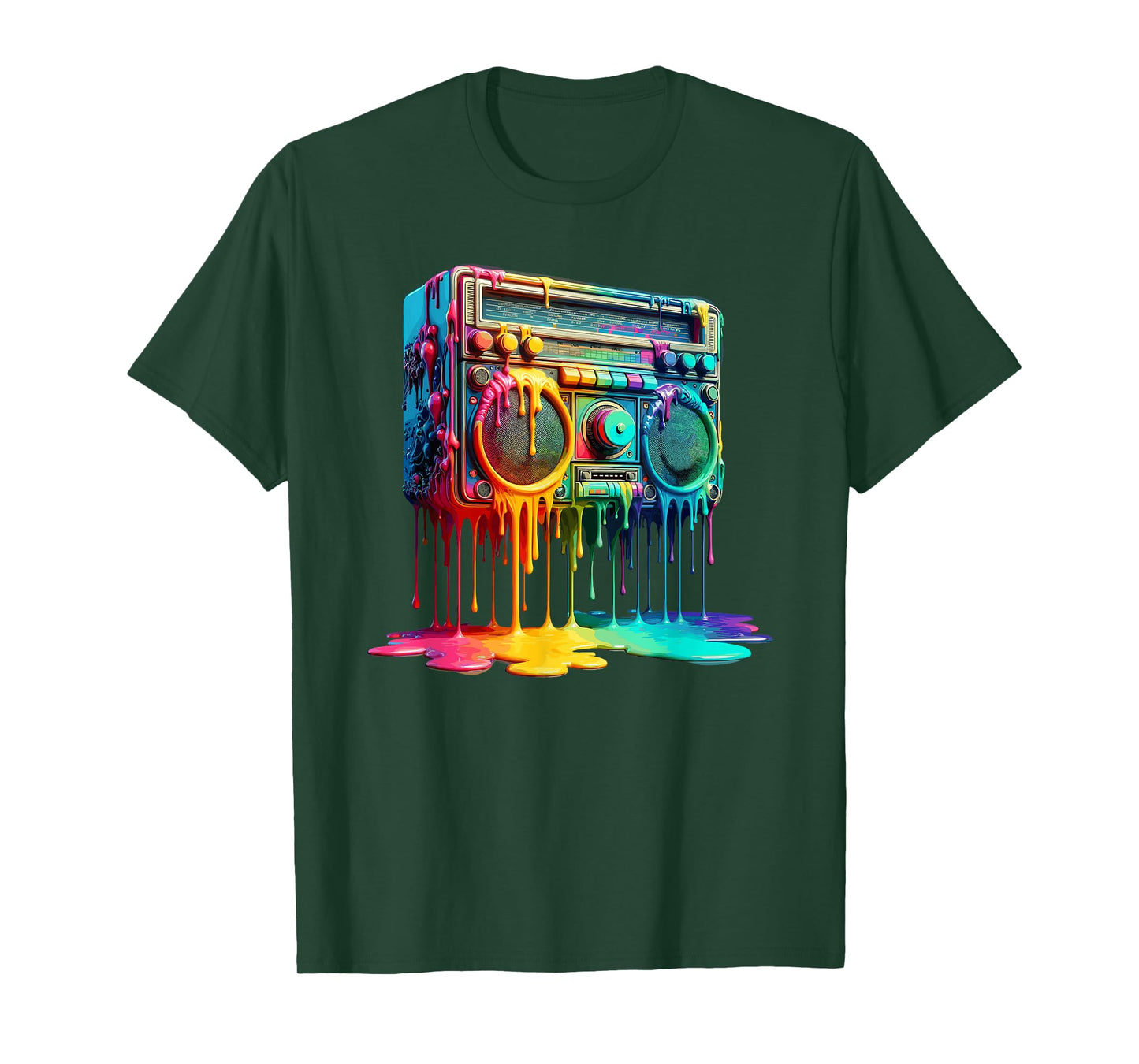 Dripping Paint Boombox Old School 80s Music Hip Hop T-Shirt